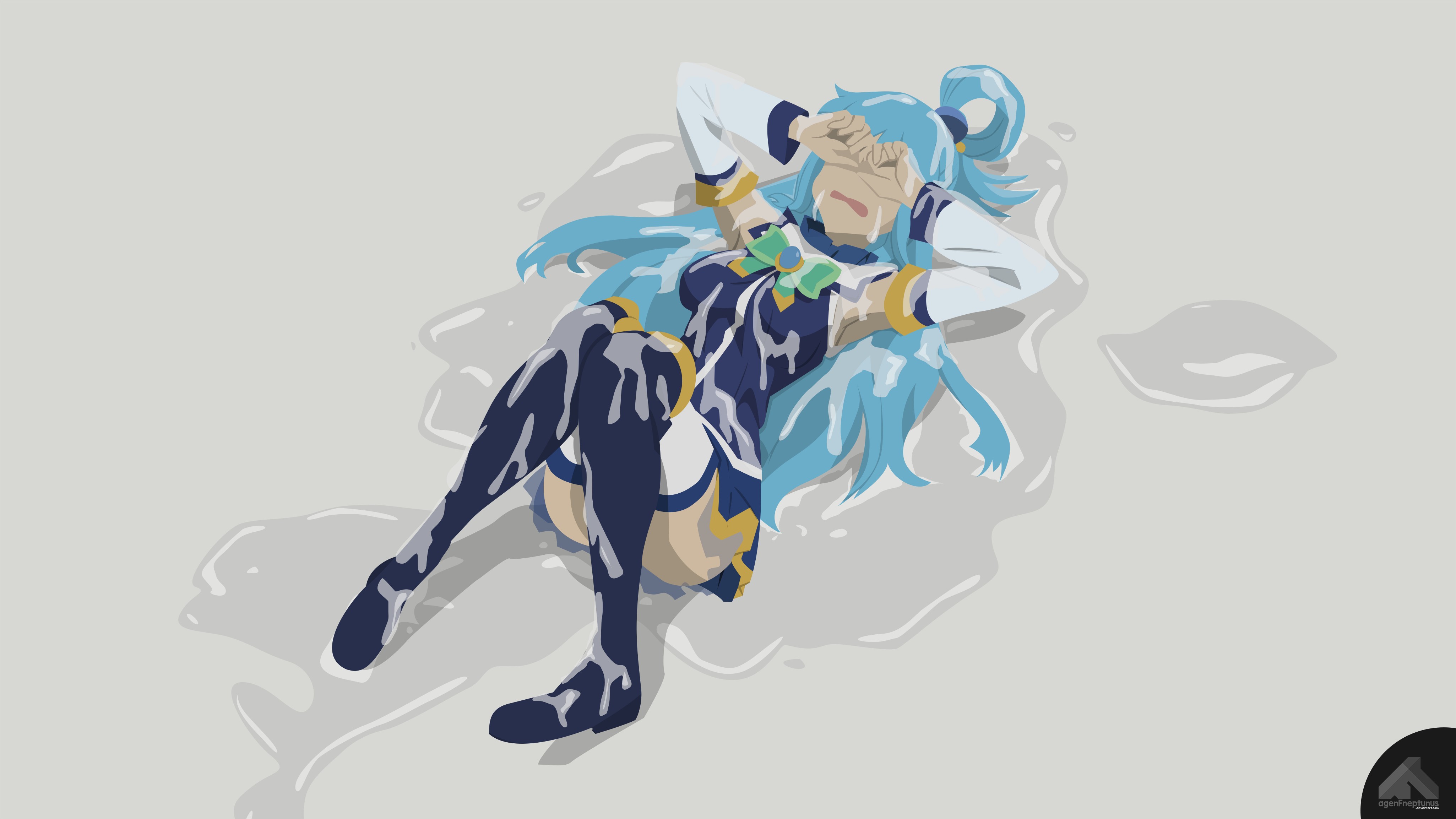 Aqua from KonoSuba lying in water HD Wallpaper