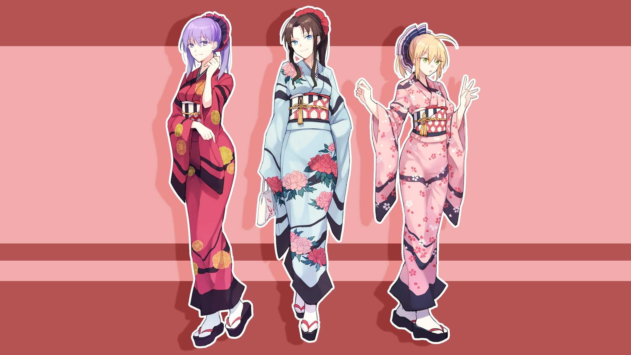 Saber, Sakura Matou, and Rin Tohsaka from Fate/stay night HD Wallpaper