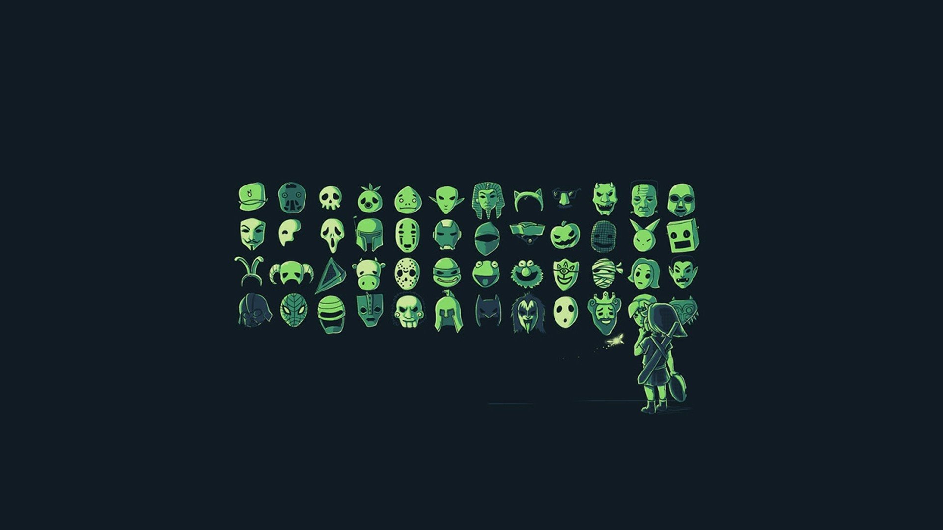 Link from The Legend of Zelda with masks HD Wallpaper