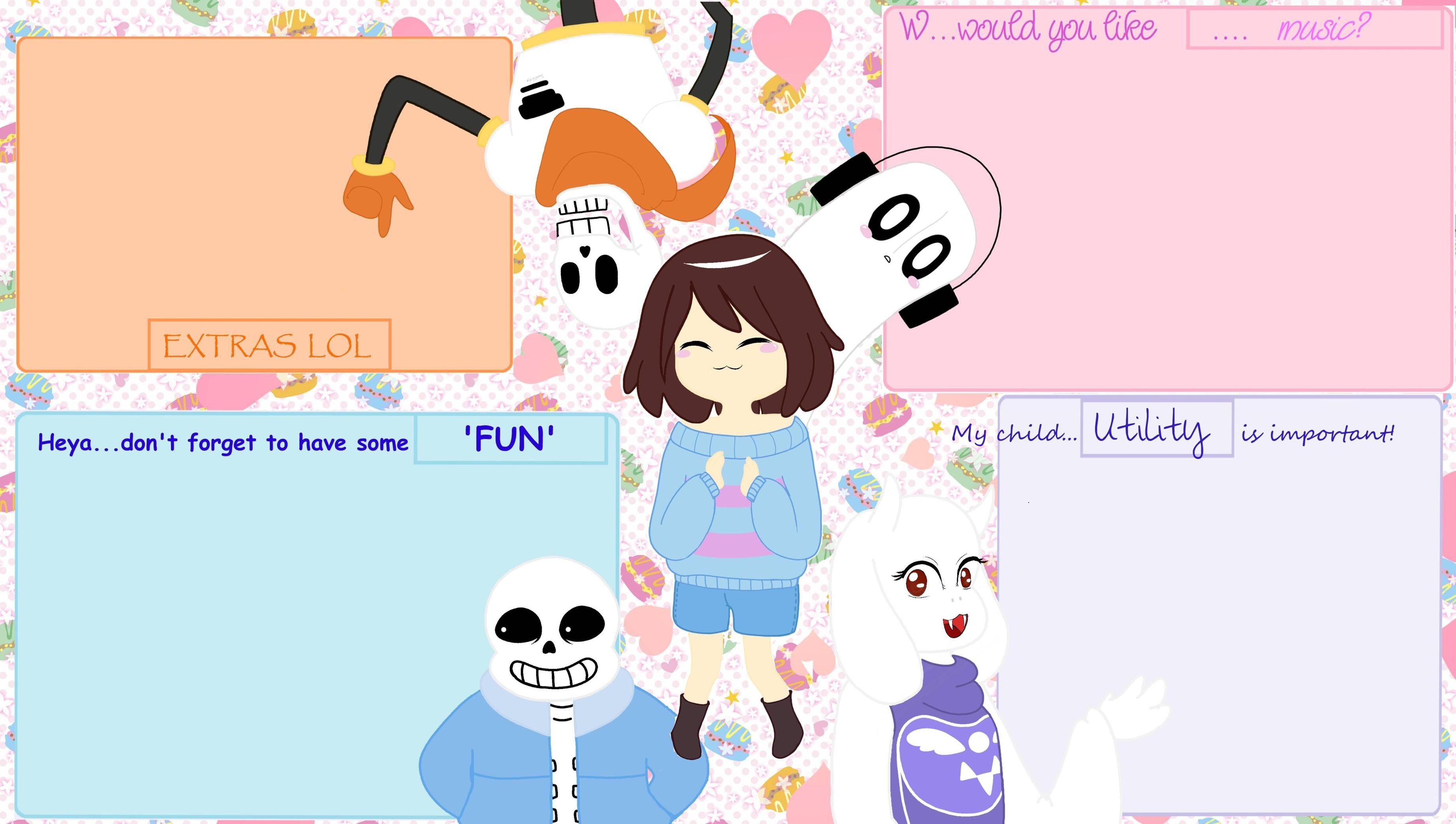Undertale characters with text boxes HD Wallpaper
