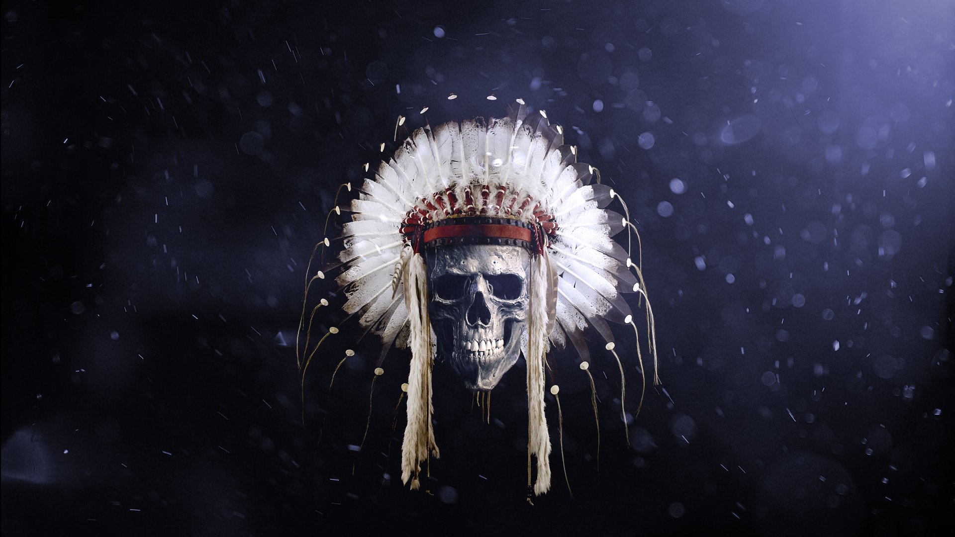 Skull wearing a Native American headdress HD Wallpaper