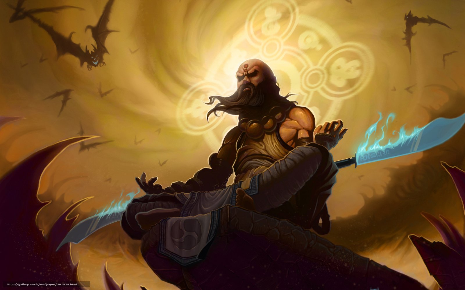 Monk from Diablo III with glowing sword HD Wallpaper