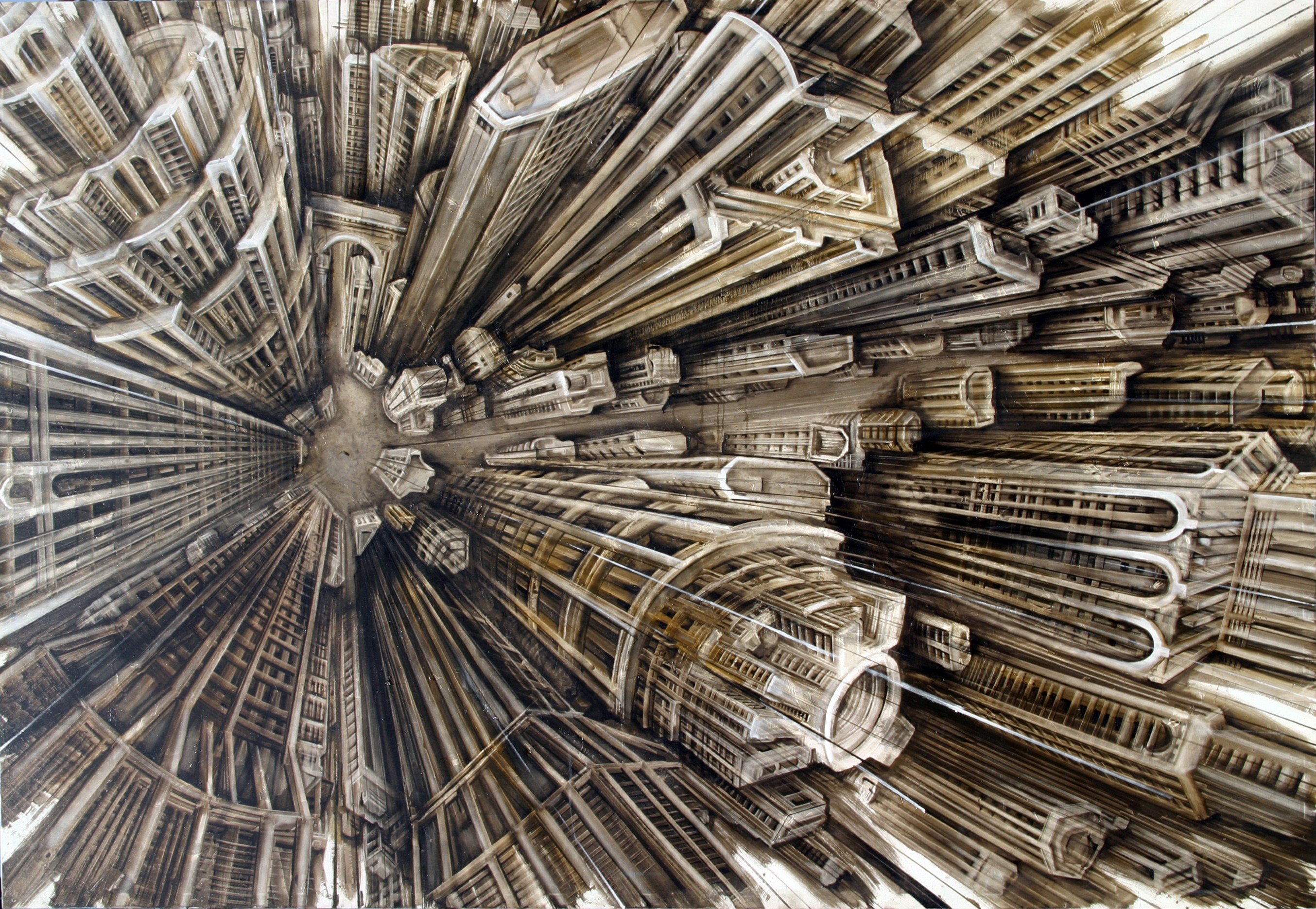 Abstract 3D Skyscraper Cityscape from a Top View HD Wallpaper