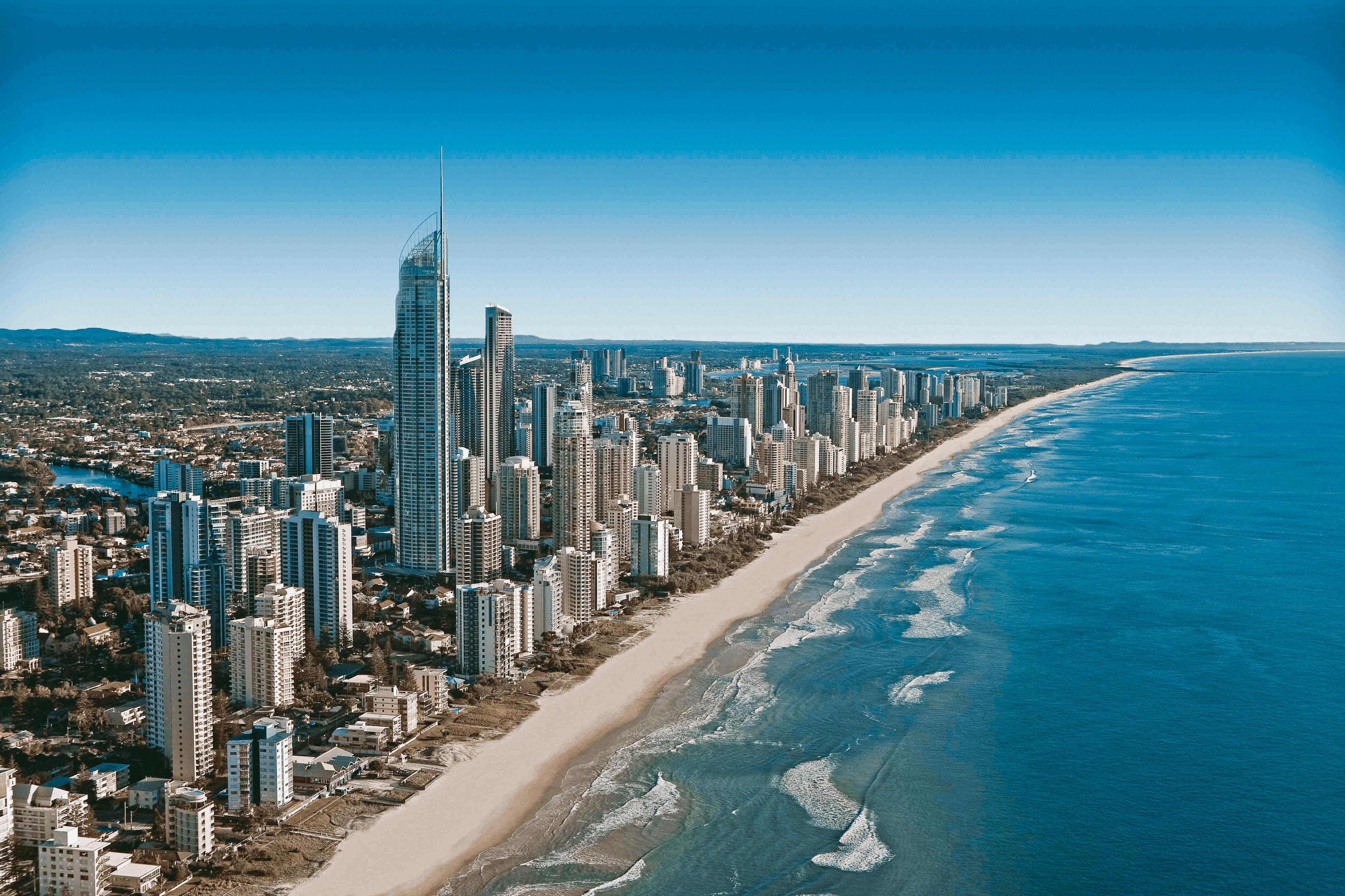 Gold Coast cityscape with beach and ocean HD Wallpaper