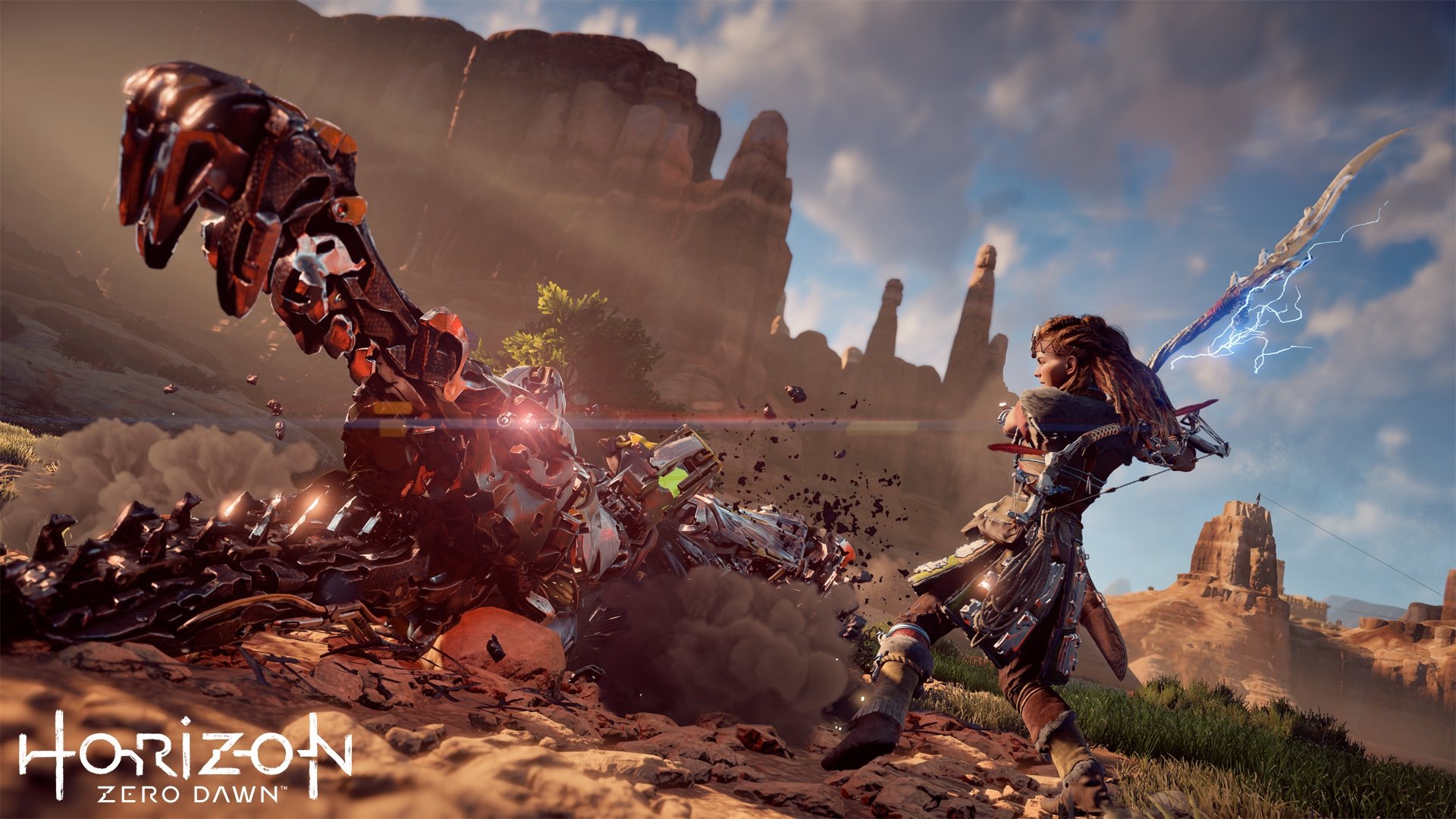 Aloy fighting a machine in Horizon Zero Dawn HD Wallpaper