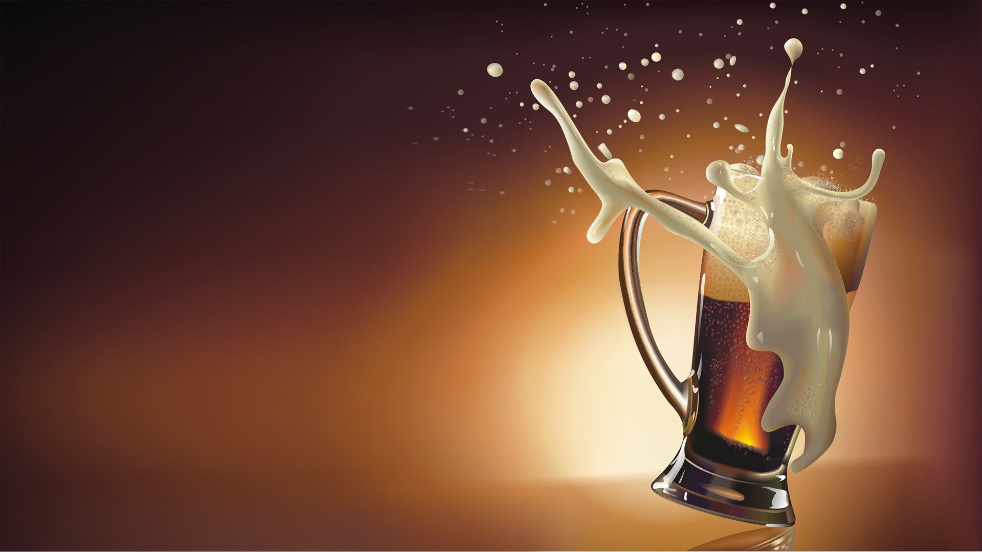 Beer splash in a glass mug HD Wallpaper