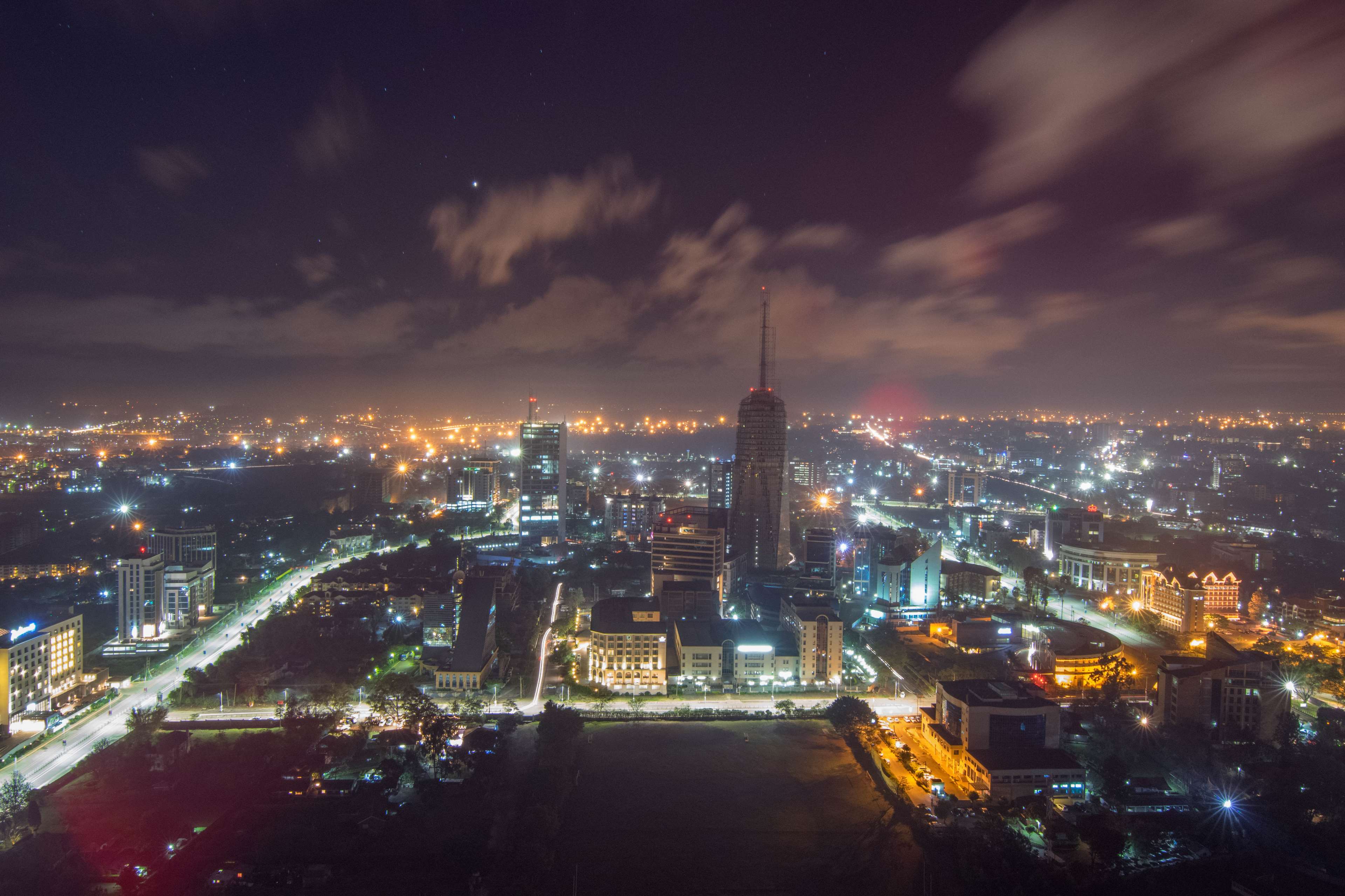 Nairobi skyline at night, Kenya 4K HD Wallpaper