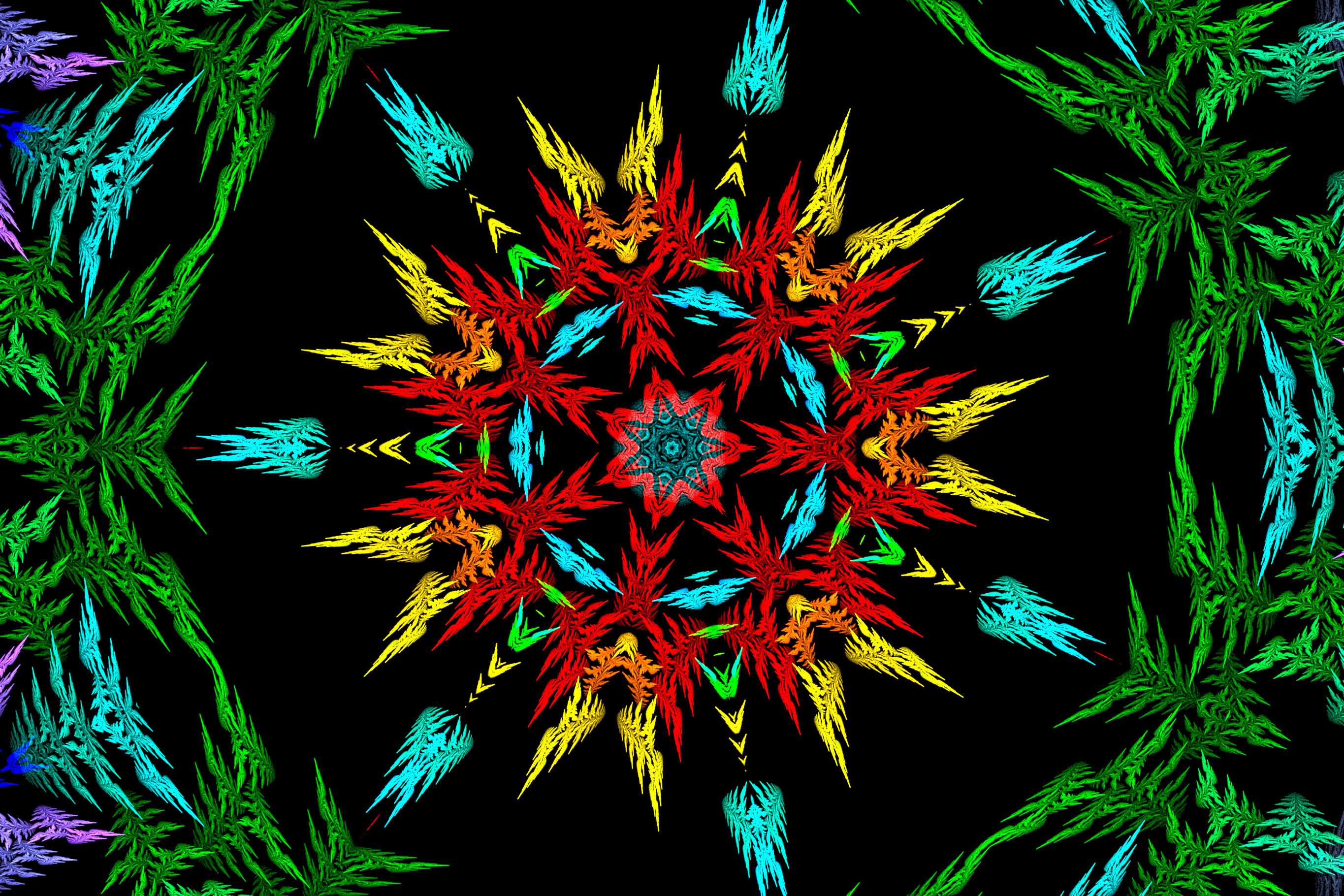 Abstract fractal kaleidoscope pattern with multicolor design HD Wallpaper
