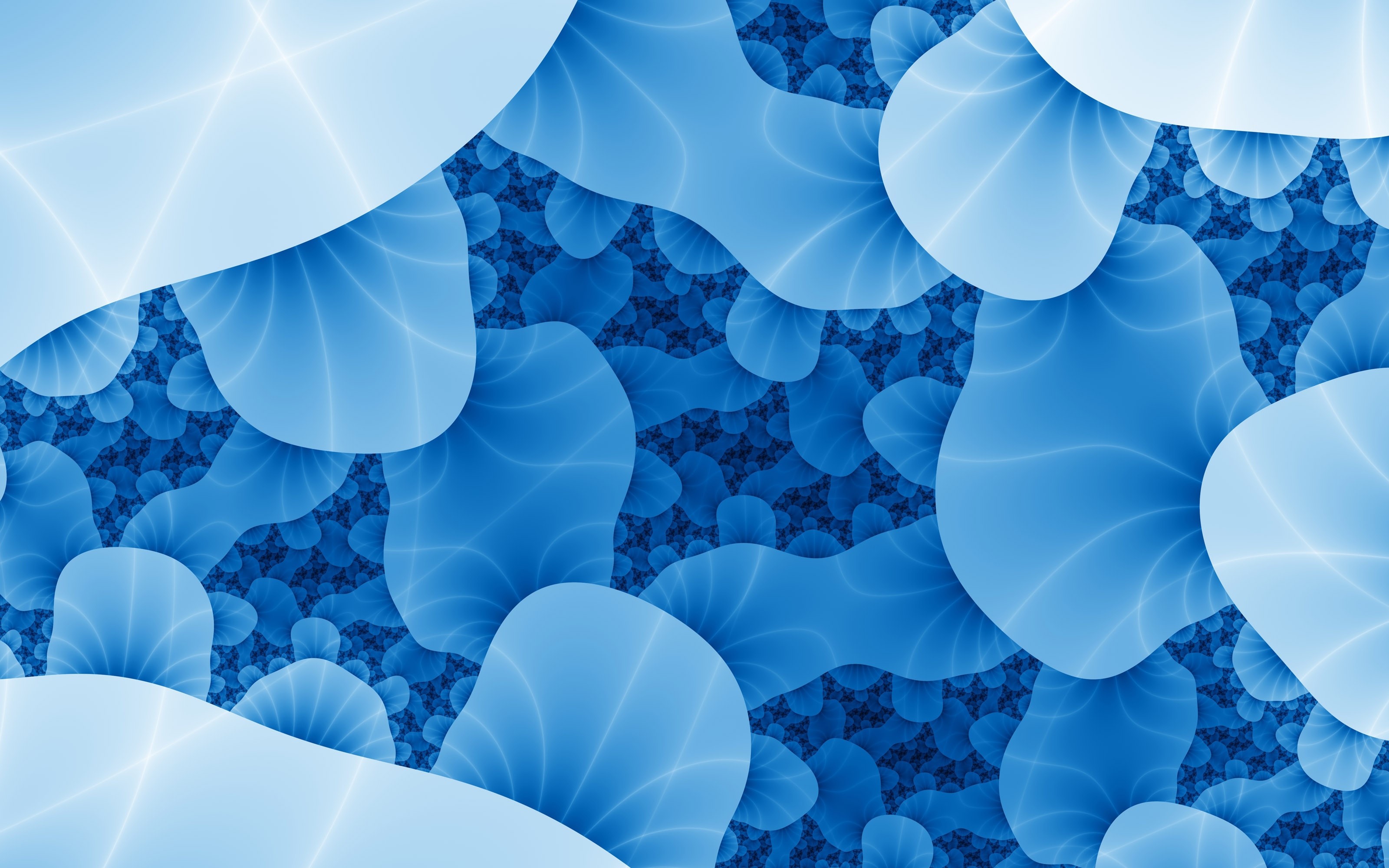 Blue fractal abstraction with organic shapes HD Wallpaper