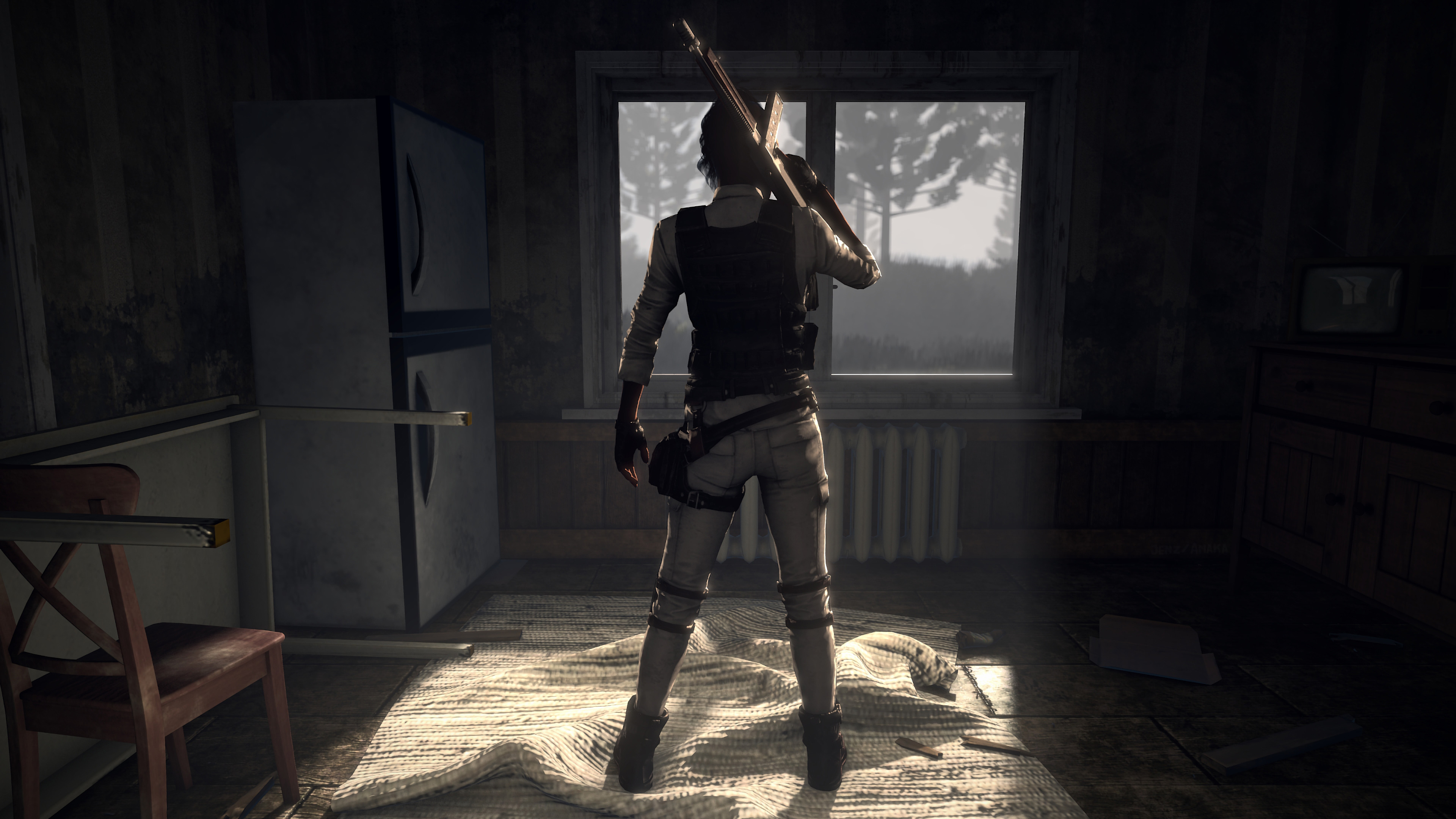 Player Unknown's Battlegrounds character with a rifle HD Wallpaper