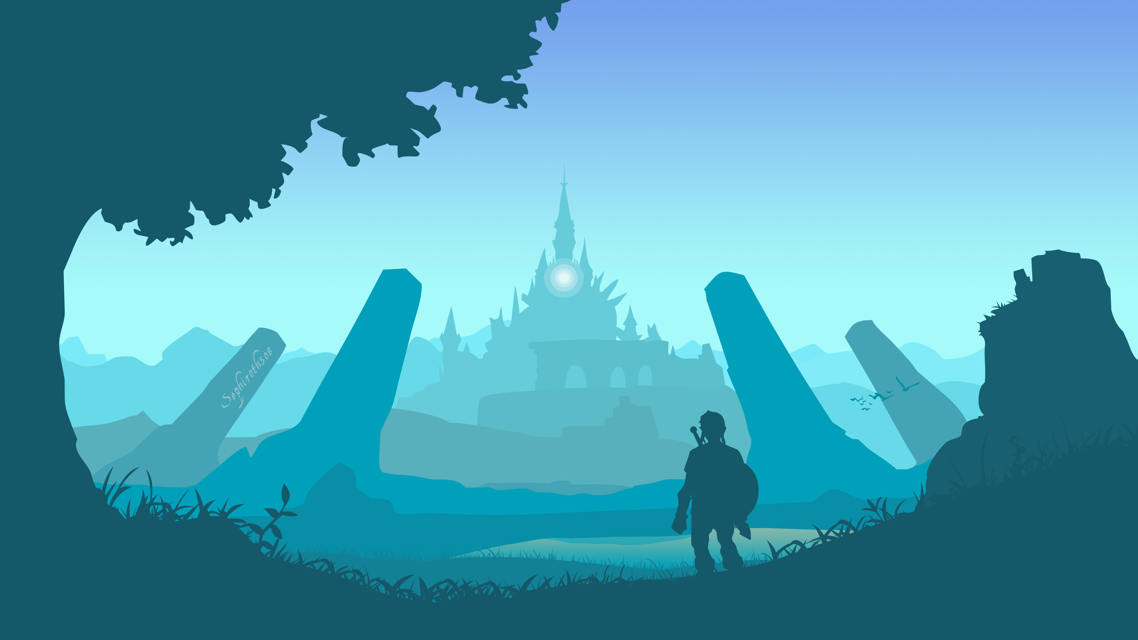 Link from The Legend of Zelda in front of Hyrule Castle HD Wallpaper