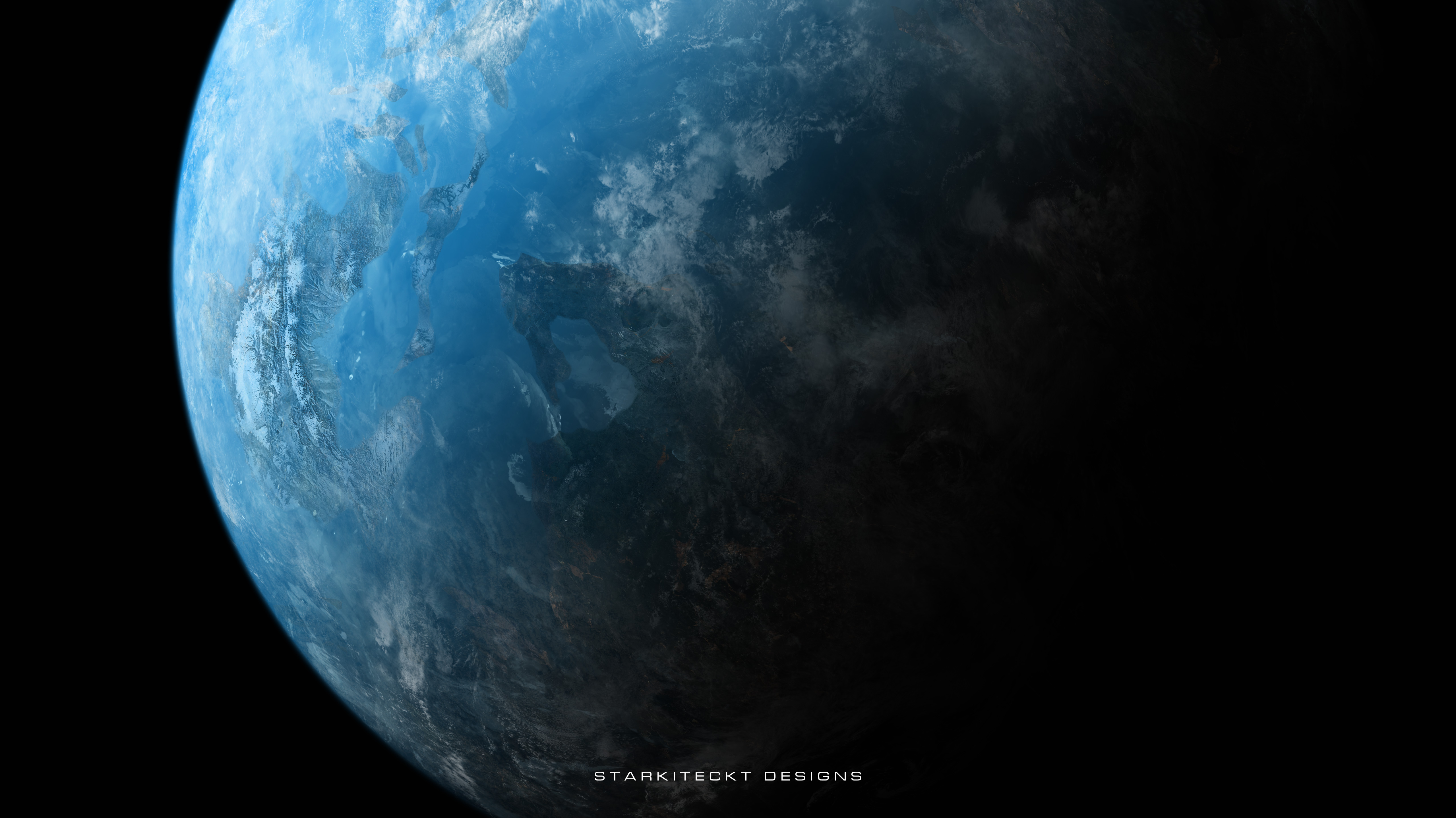 Digital planet in space with clouds HD Wallpaper