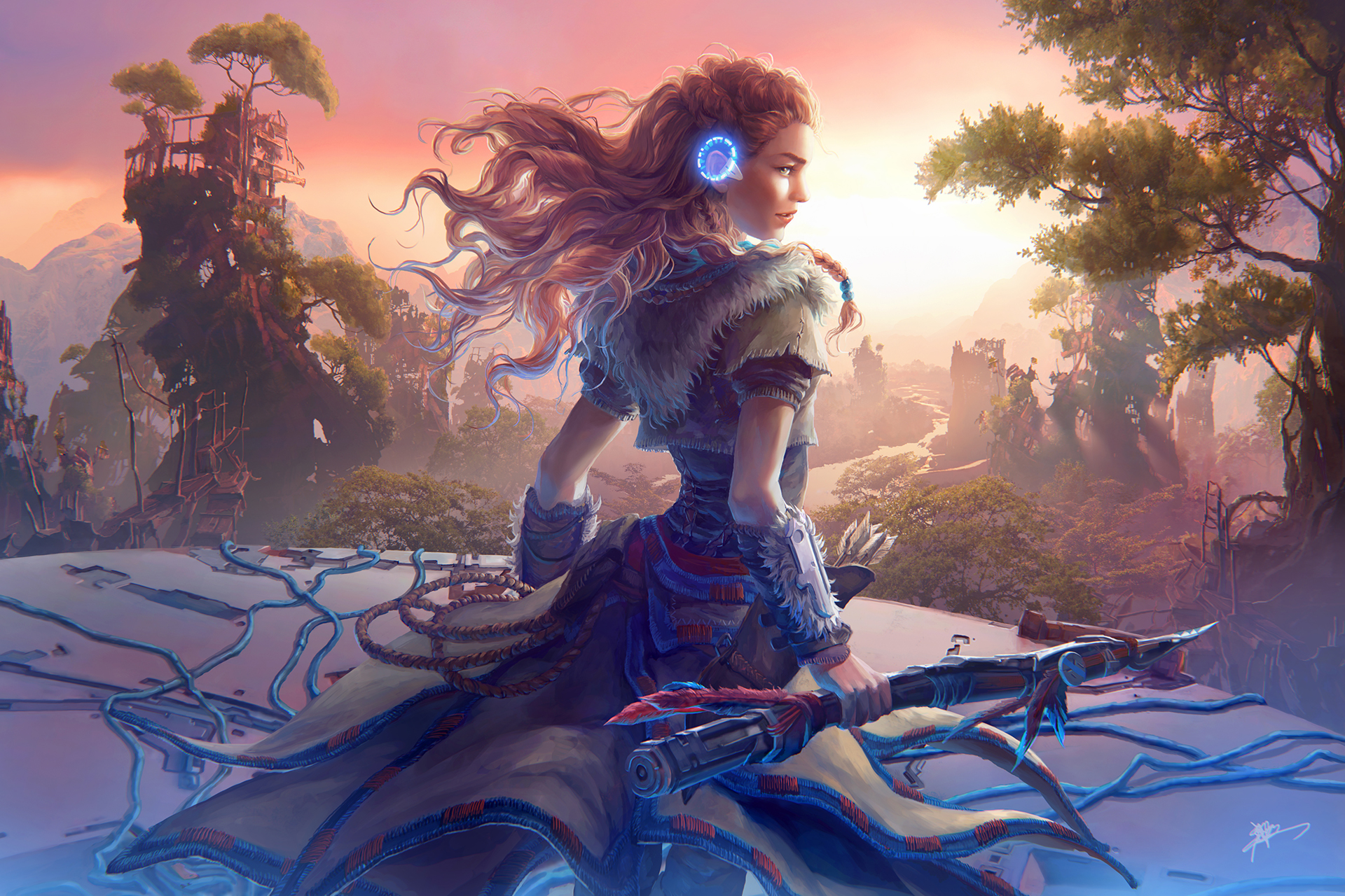 Aloy from Horizon Zero Dawn artwork HD Wallpaper
