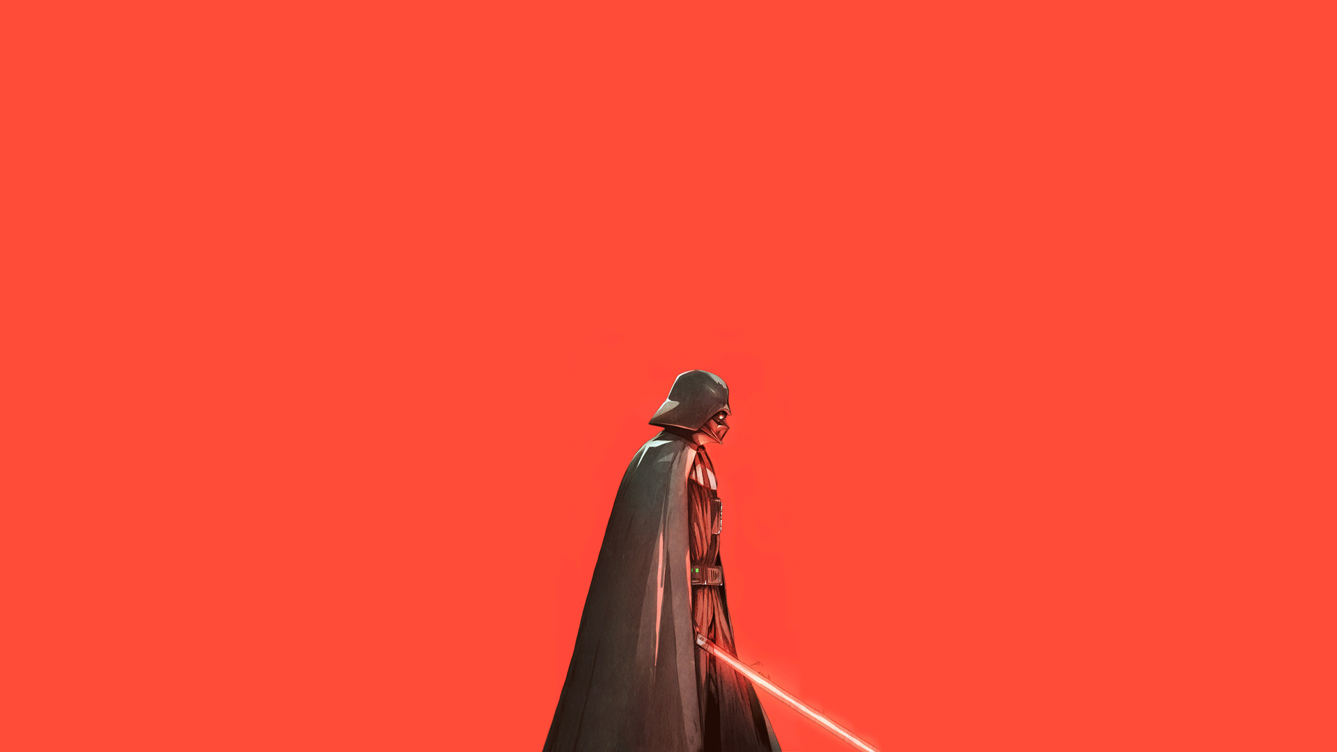 Darth Vader from Star Wars with red lightsaber HD Wallpaper