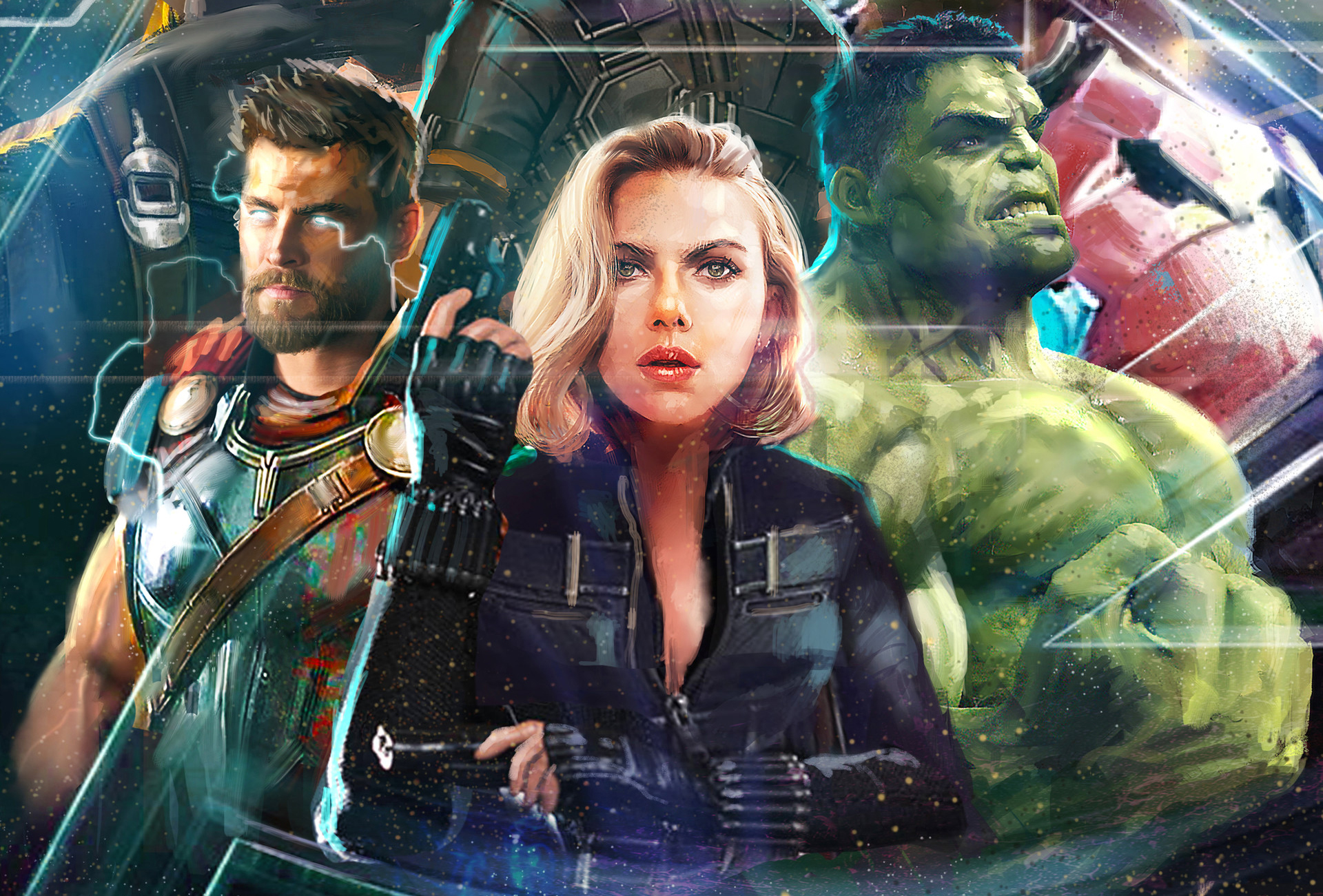 Thor, Black Widow, and Hulk from Avengers Infinity War HD Wallpaper