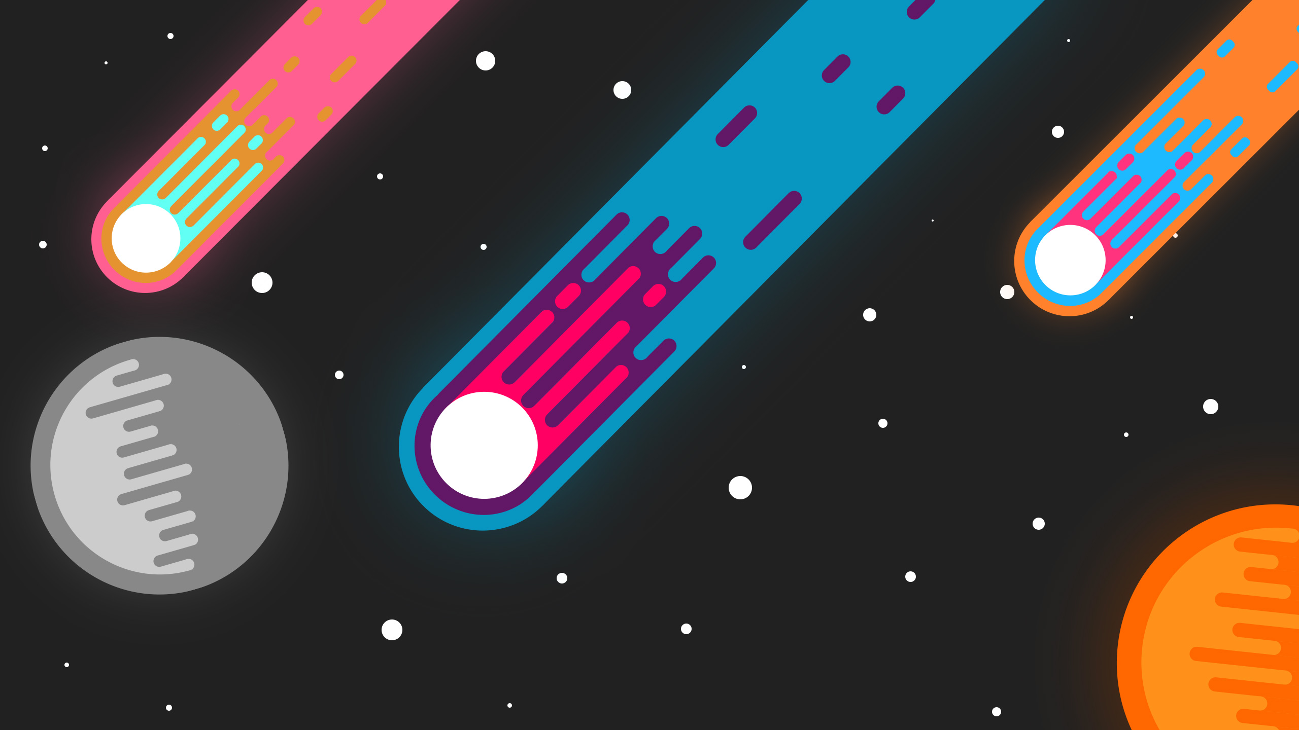 Digital art of comets and planets in space HD Wallpaper