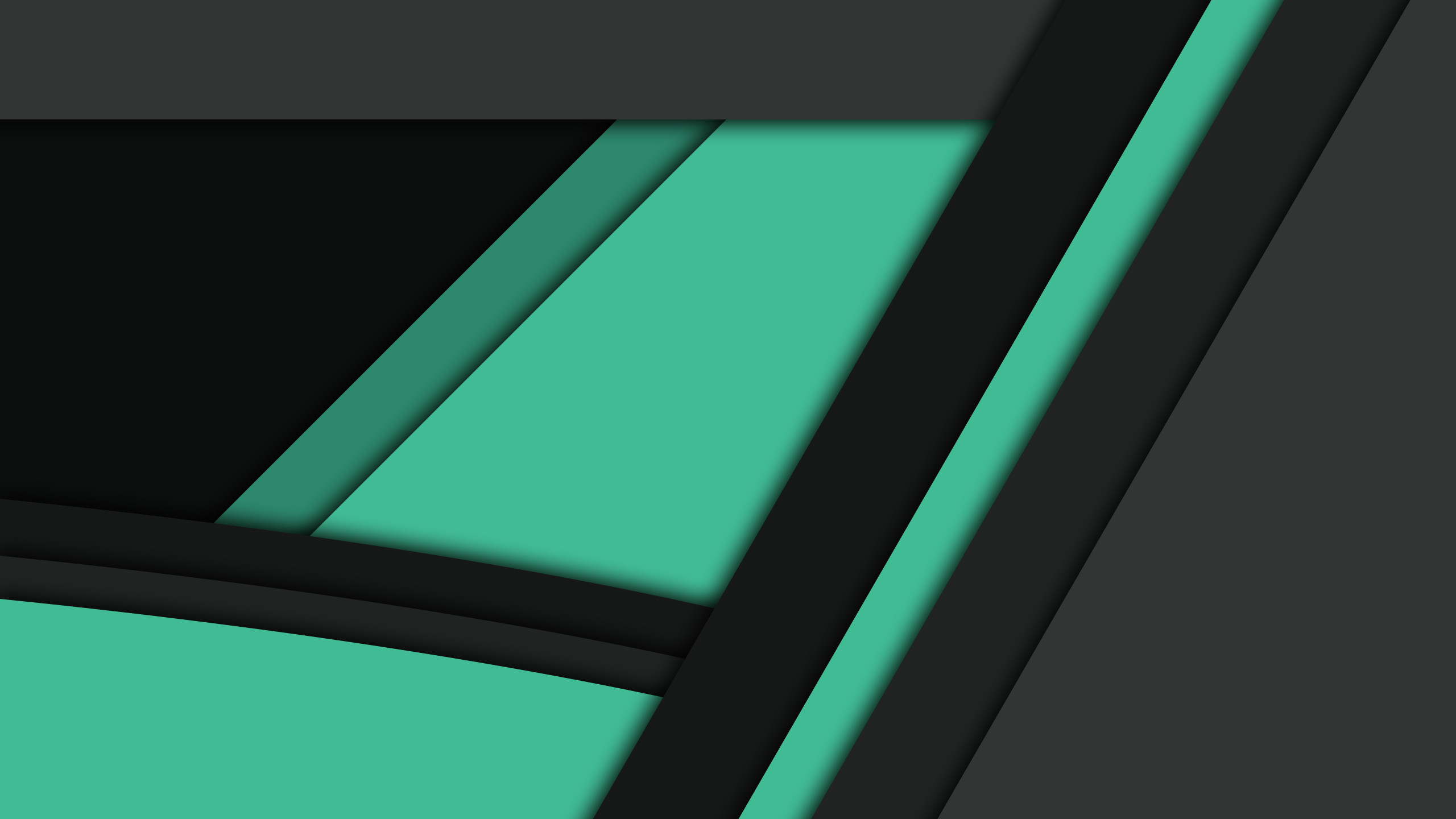 Abstract Material Design with Teal and Black Layers HD Wallpaper