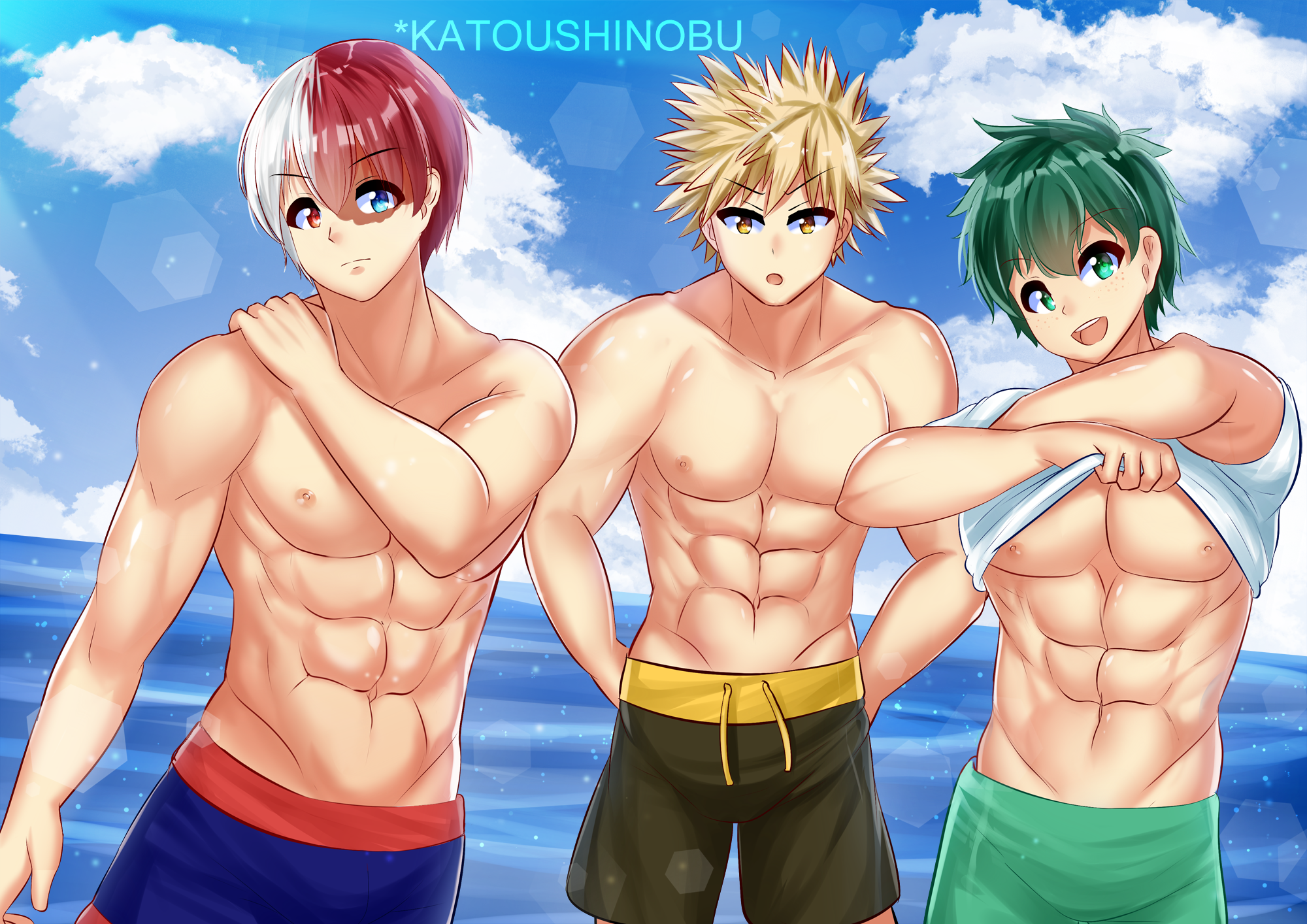 My Hero Academia Trio at the Beach HD Wallpaper
