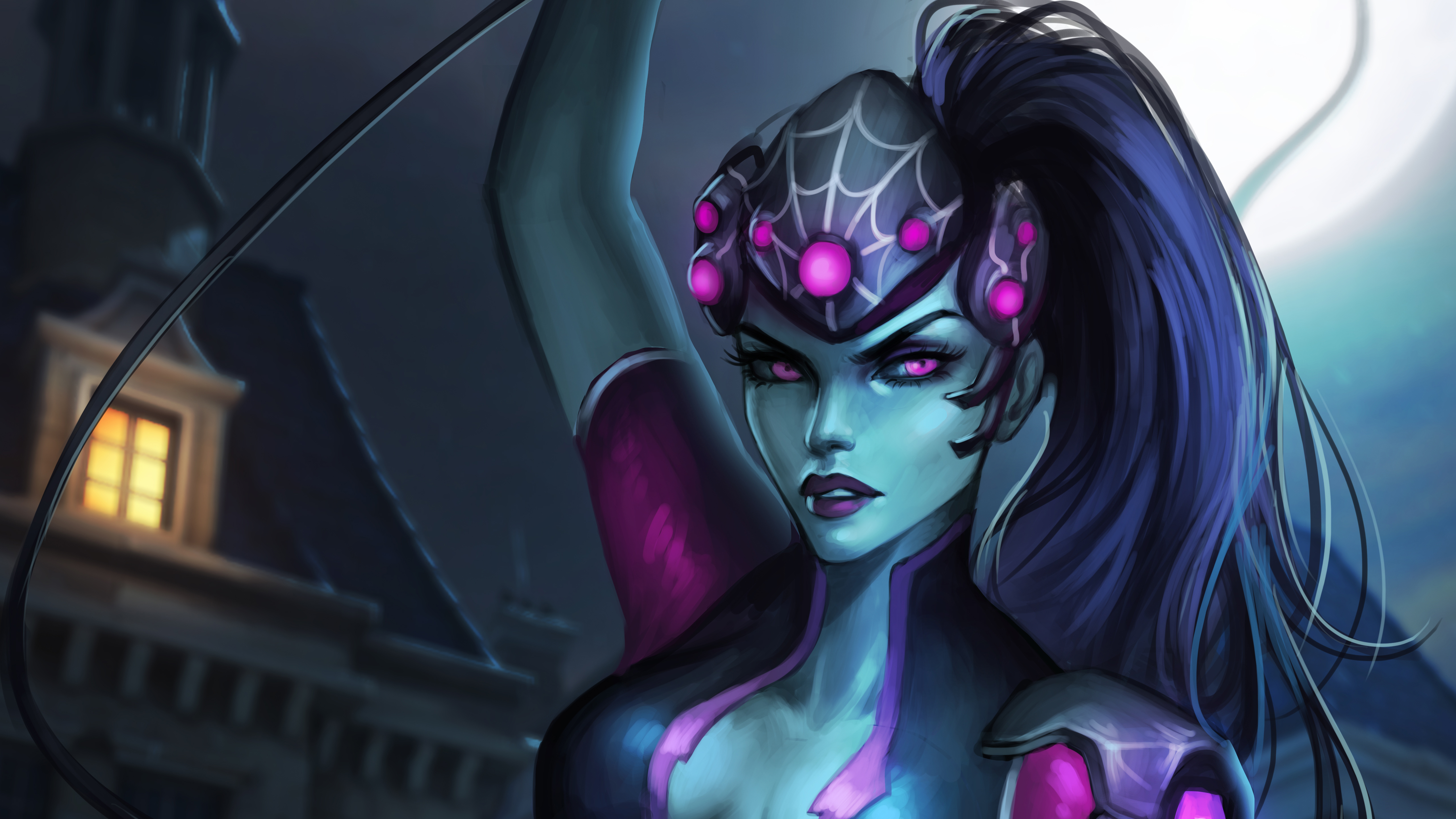 Widowmaker from Overwatch in a dark setting HD Wallpaper