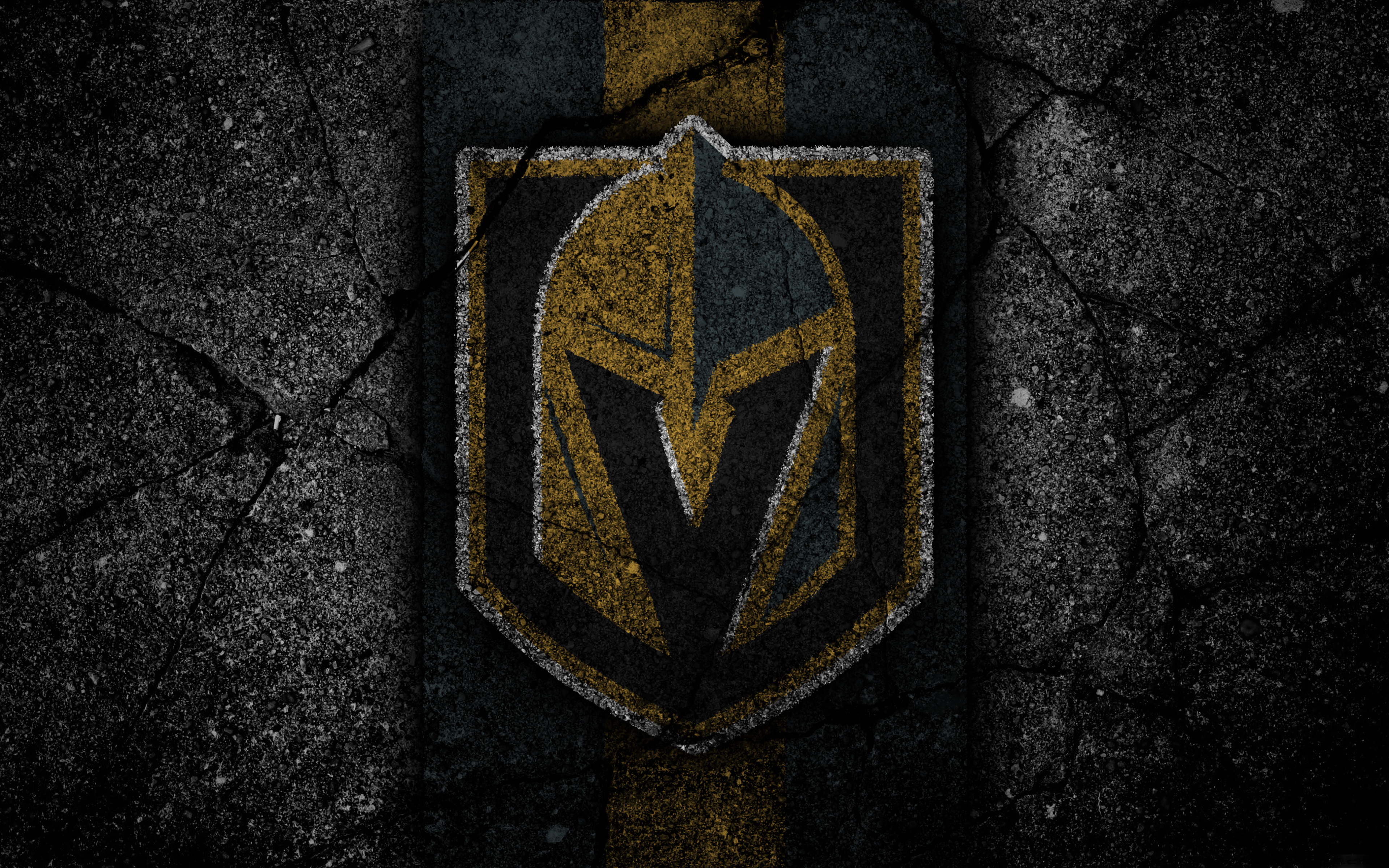 Vegas Golden Knights NHL logo on cracked stone HD Wallpaper