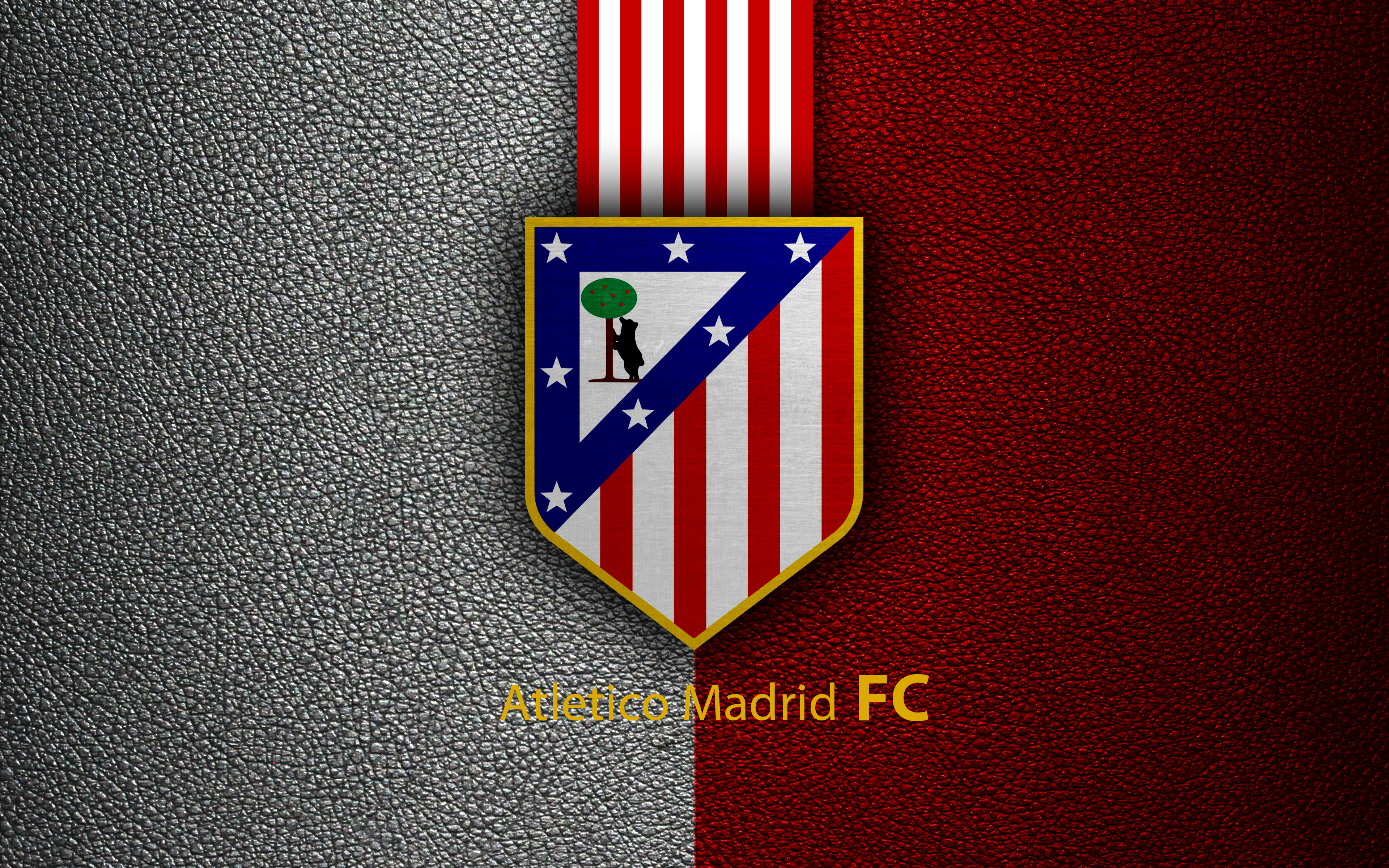 Atlético Madrid Emblem with Striped Background HD Wallpaper