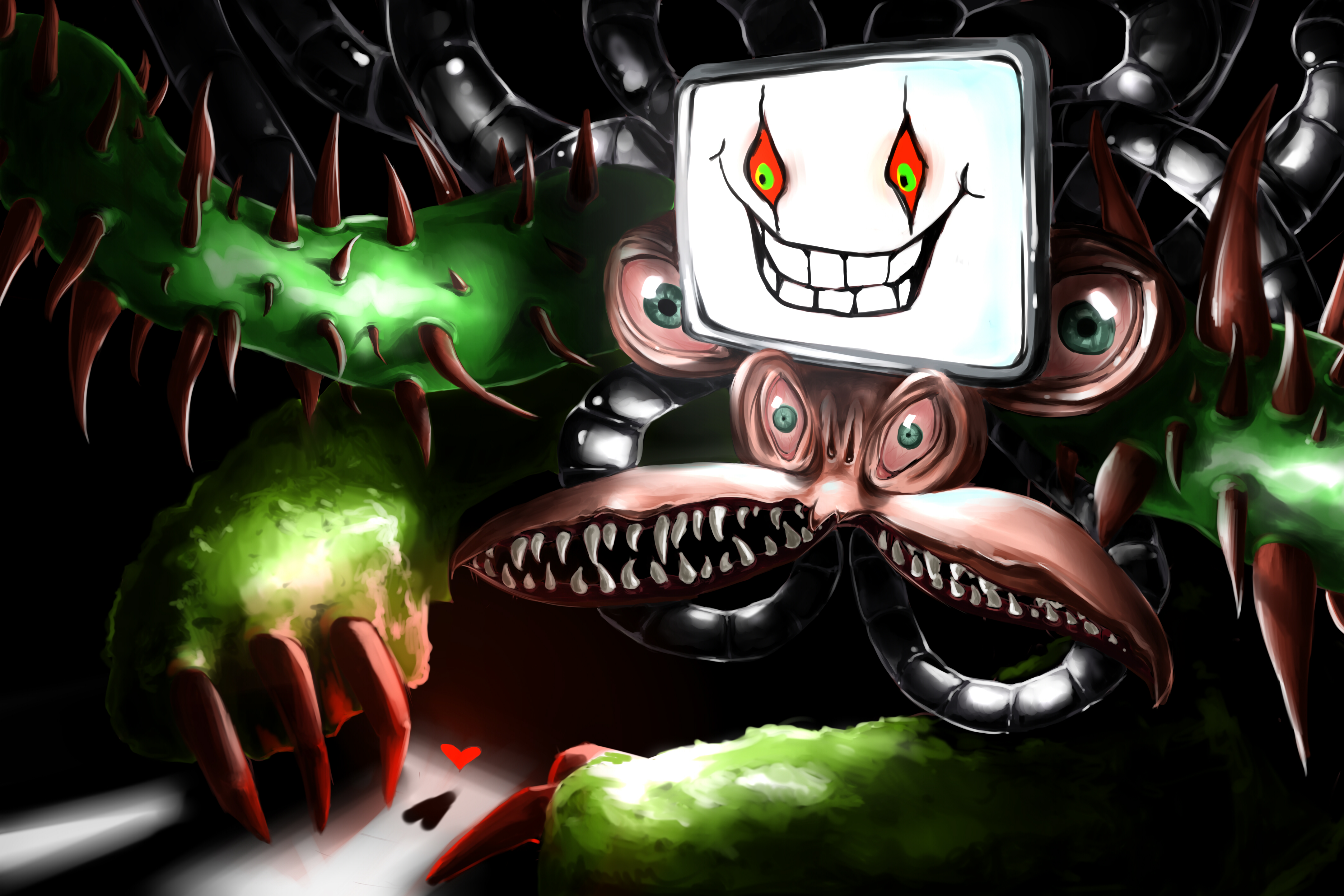 Omega Flowey Intense Glowing Face Undertale HD Wallpaper