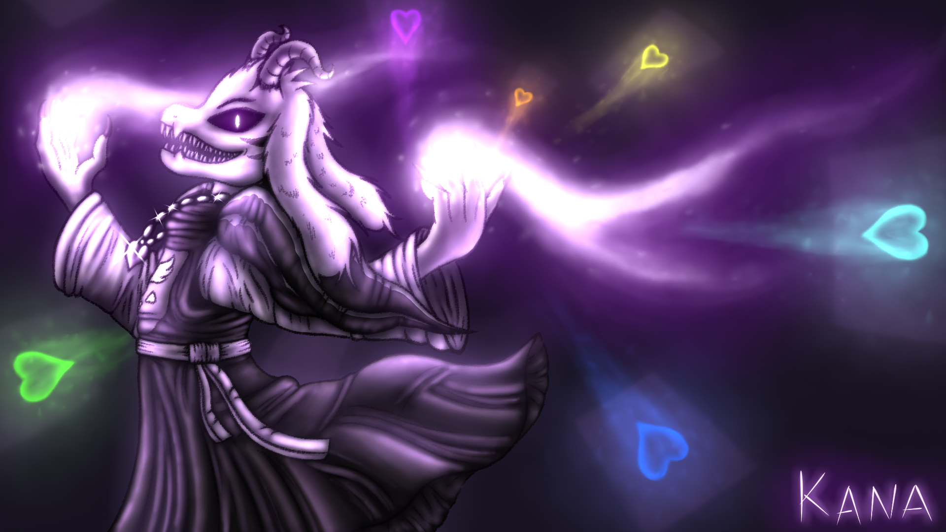 Asriel Dreemurr from Undertale casting magic HD Wallpaper