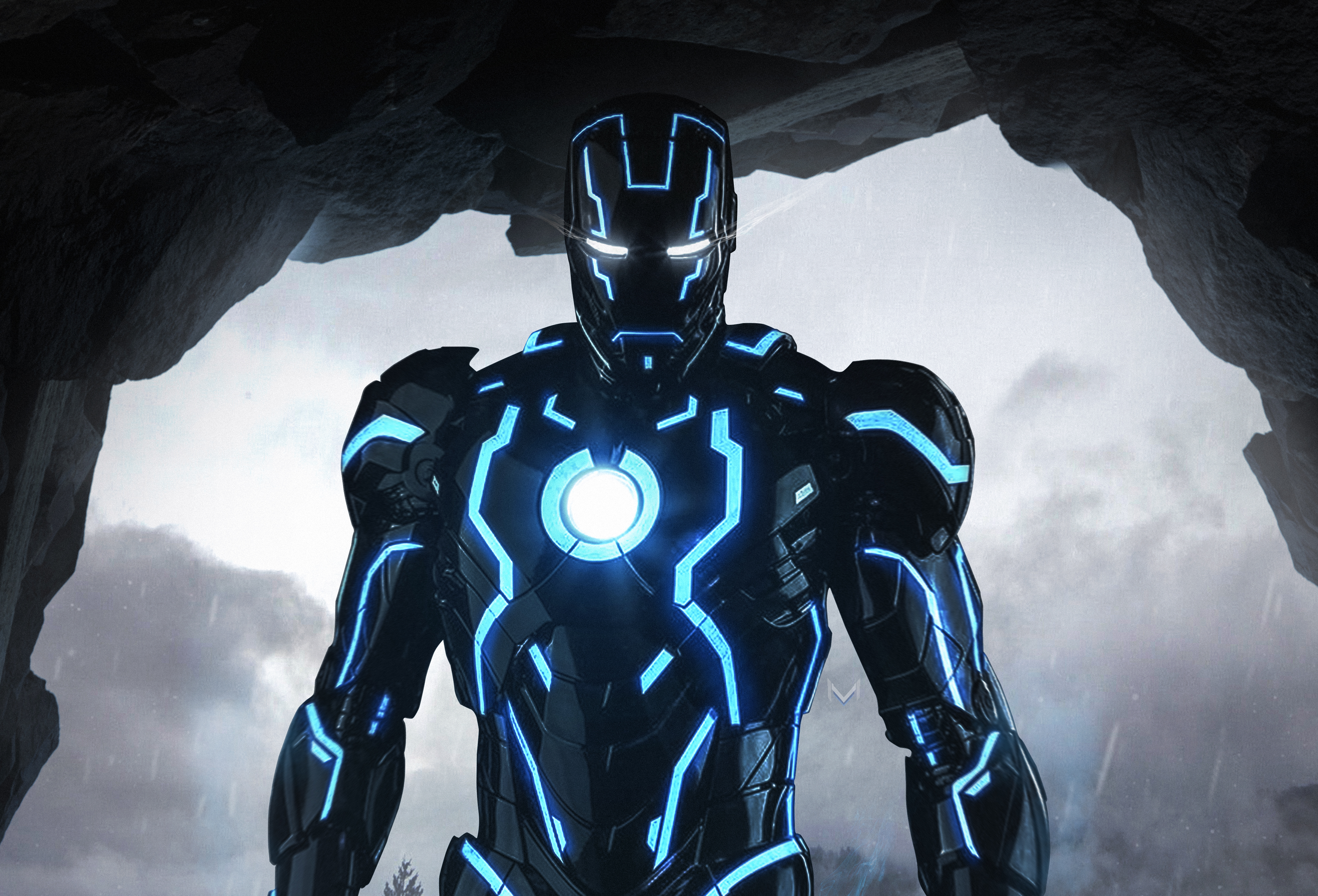 Iron Man in a cave HD Wallpaper
