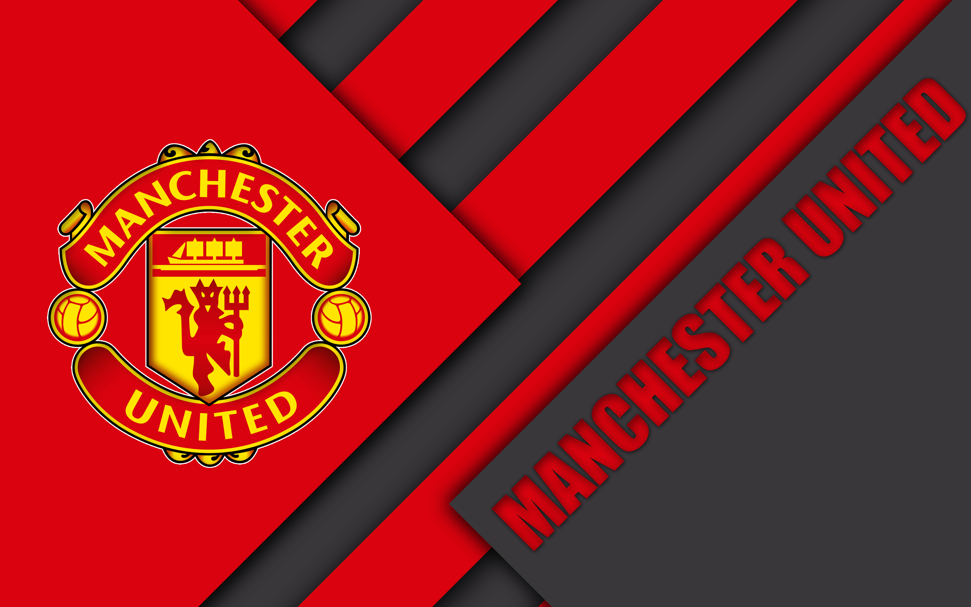 Manchester United F.C. logo on red and grey background HD Wallpaper
