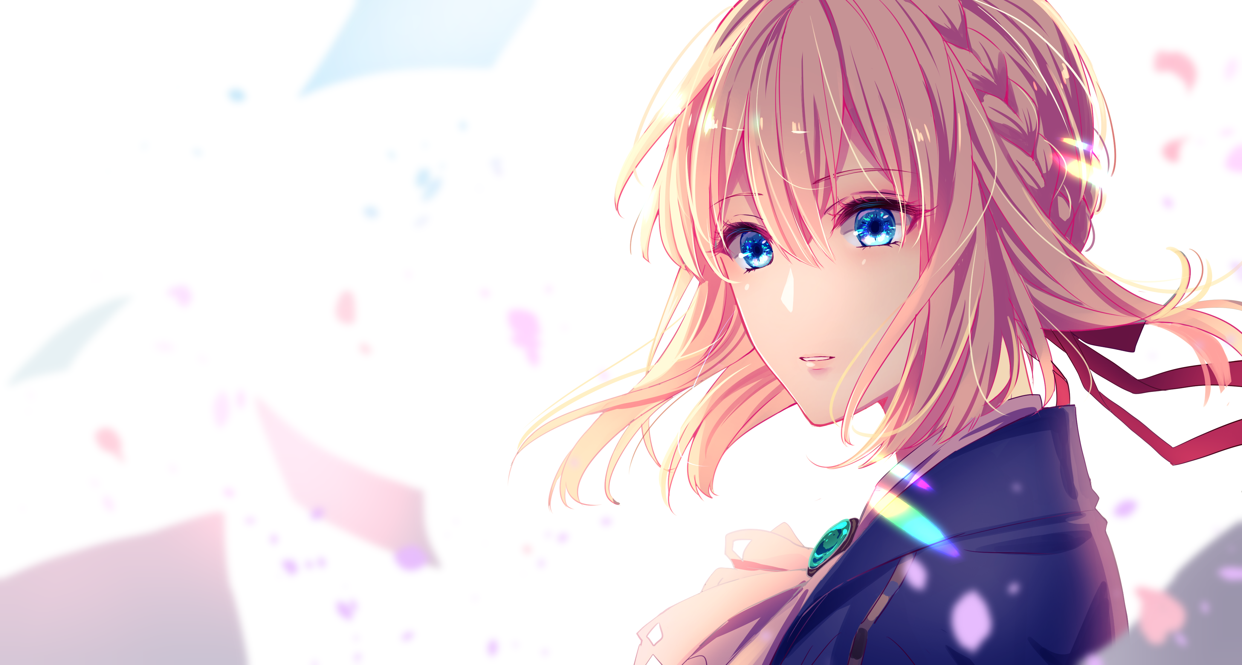Violet Evergarden with Blue Eyes and Blonde Hair HD Wallpaper