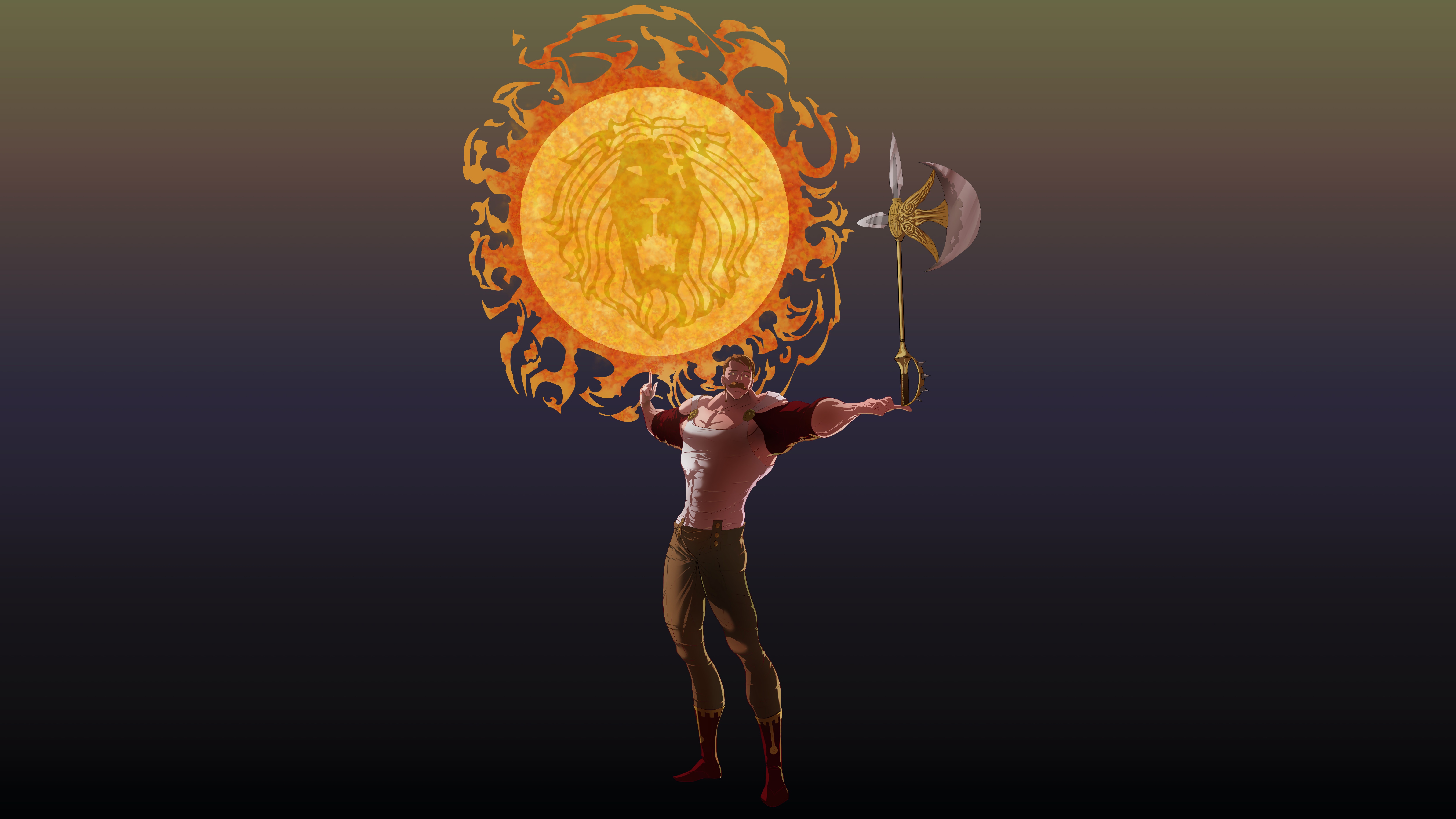 Escanor from The Seven Deadly Sins with his axe and sun HD Wallpaper