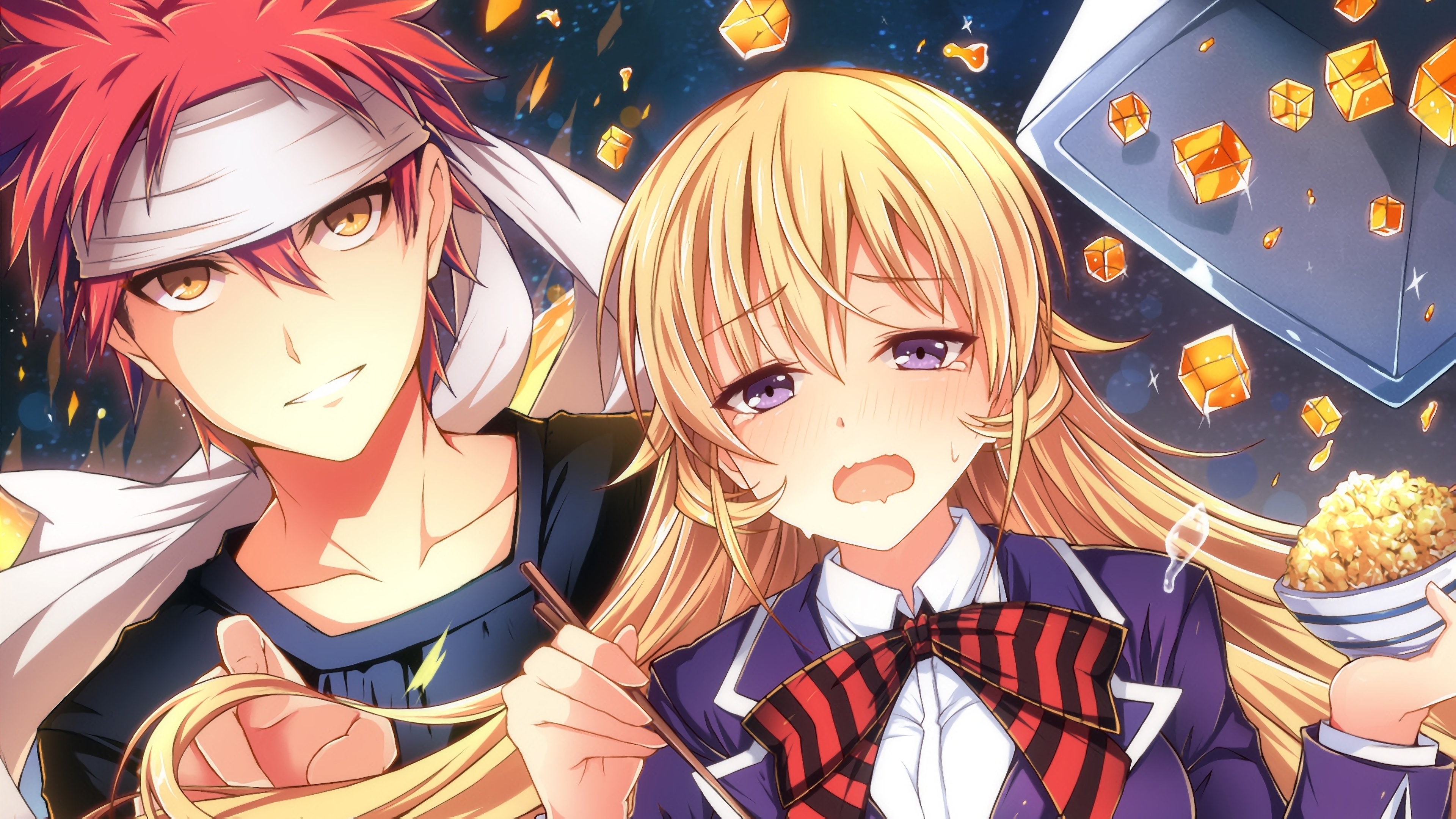 Sōma Yukihira and Erina Nakiri from Food Wars! HD Wallpaper