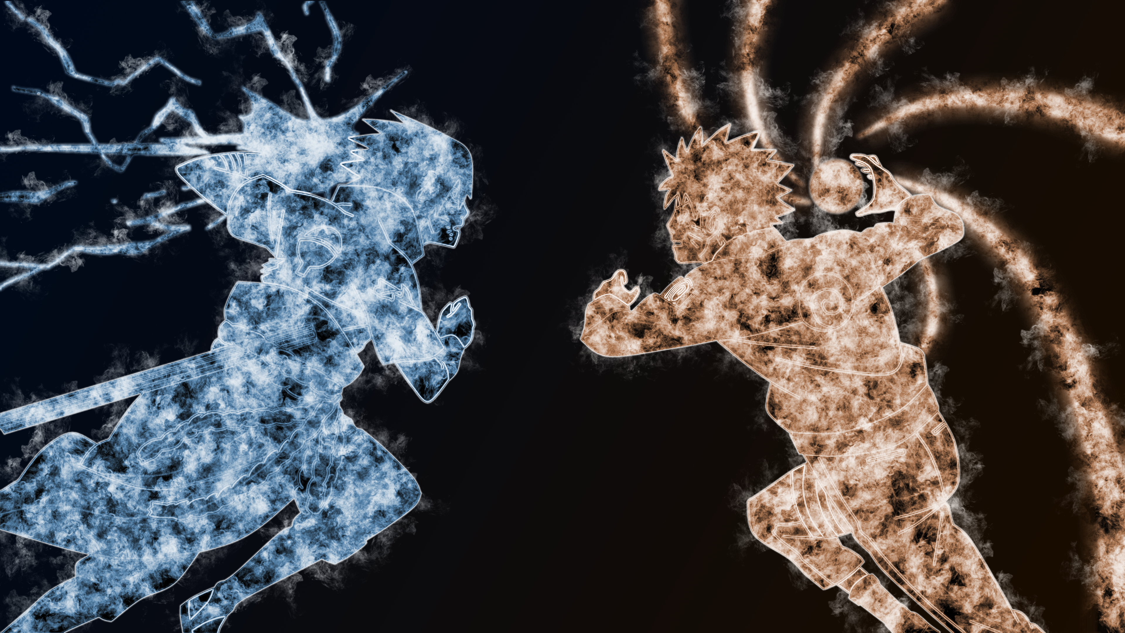 Naruto Uzumaki vs Sasuke Uchiha Dynamic Duel HD Wallpaper
