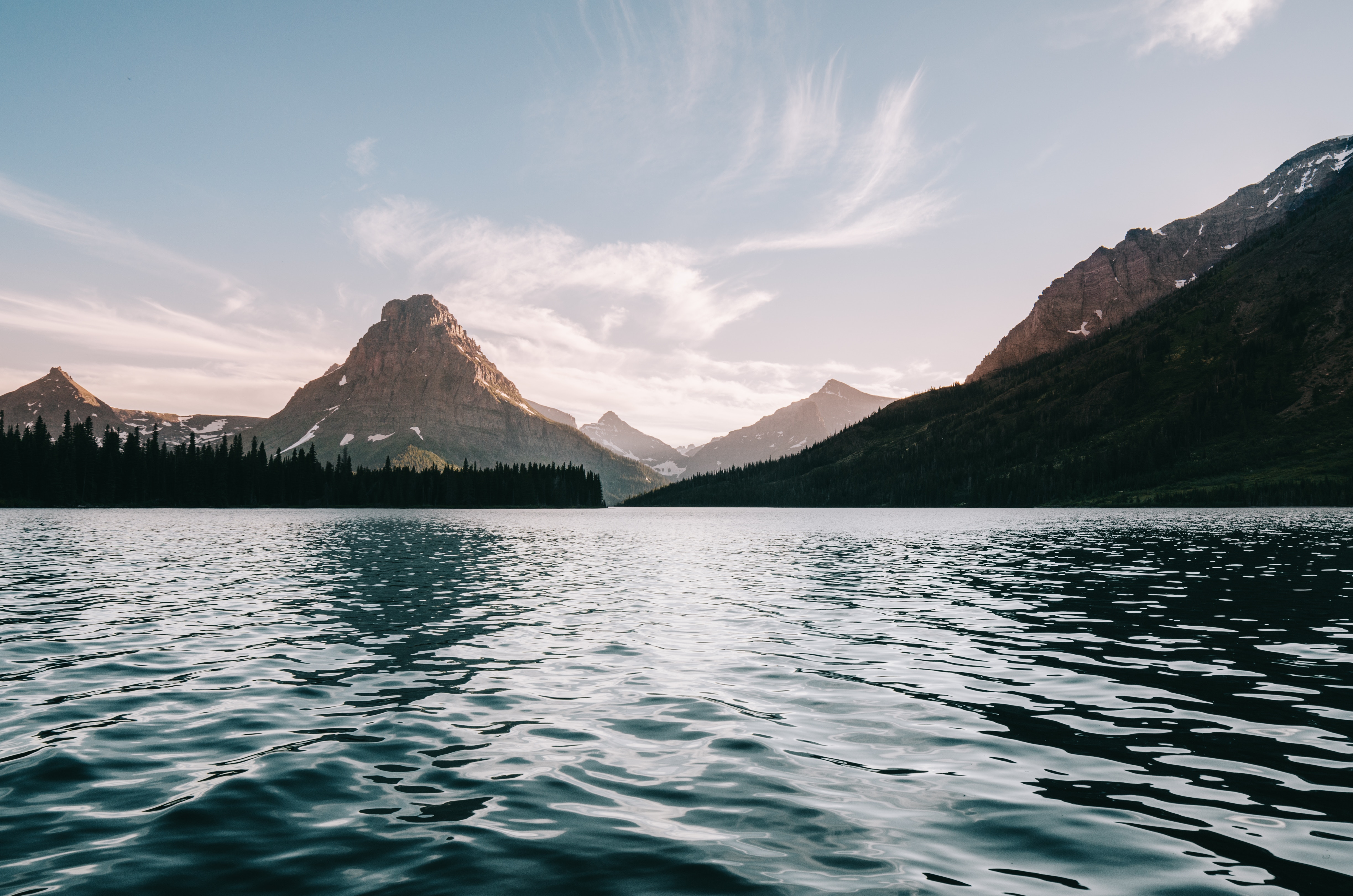 Lake and Mountains with Forest and Sky HD Wallpaper