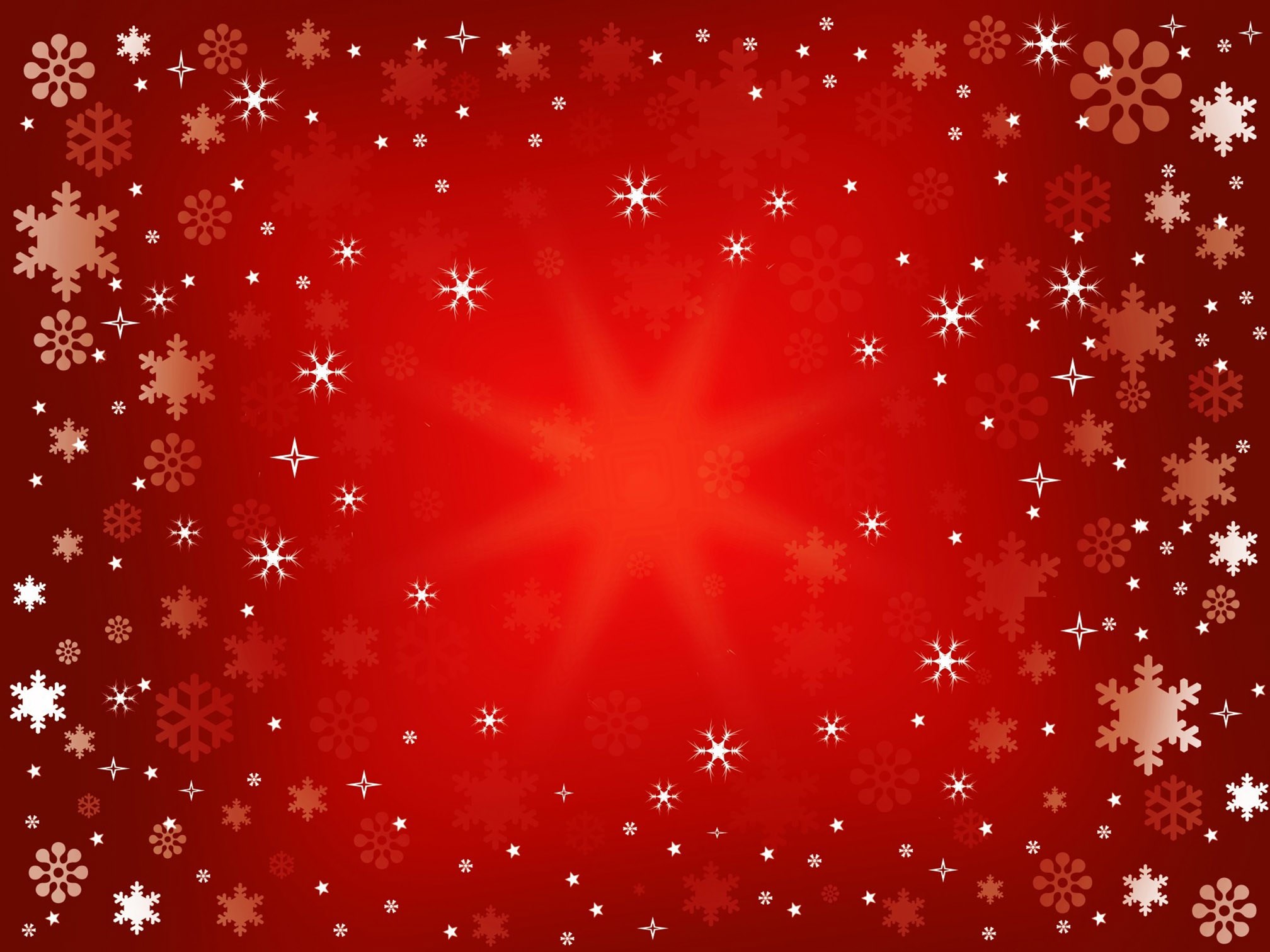Christmas snowflakes and stars on red background HD Wallpaper