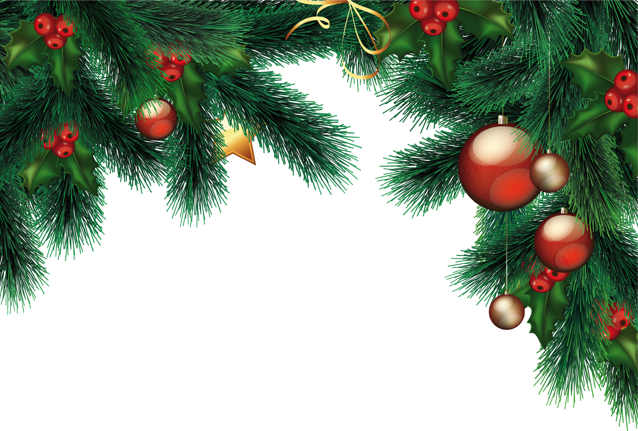Christmas garland with ornaments and holly HD Wallpaper
