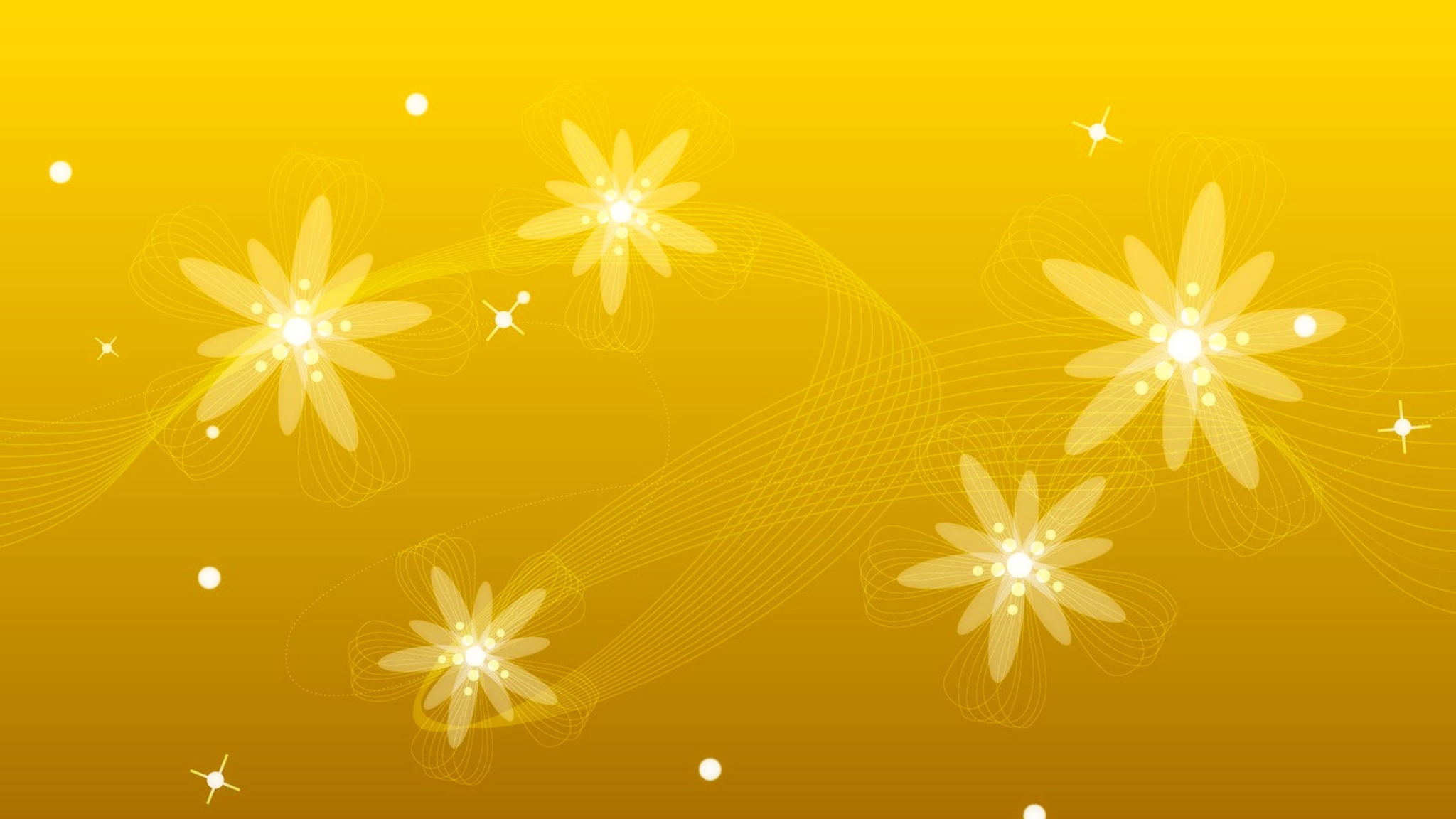 Yellow abstract floral background with waves HD Wallpaper