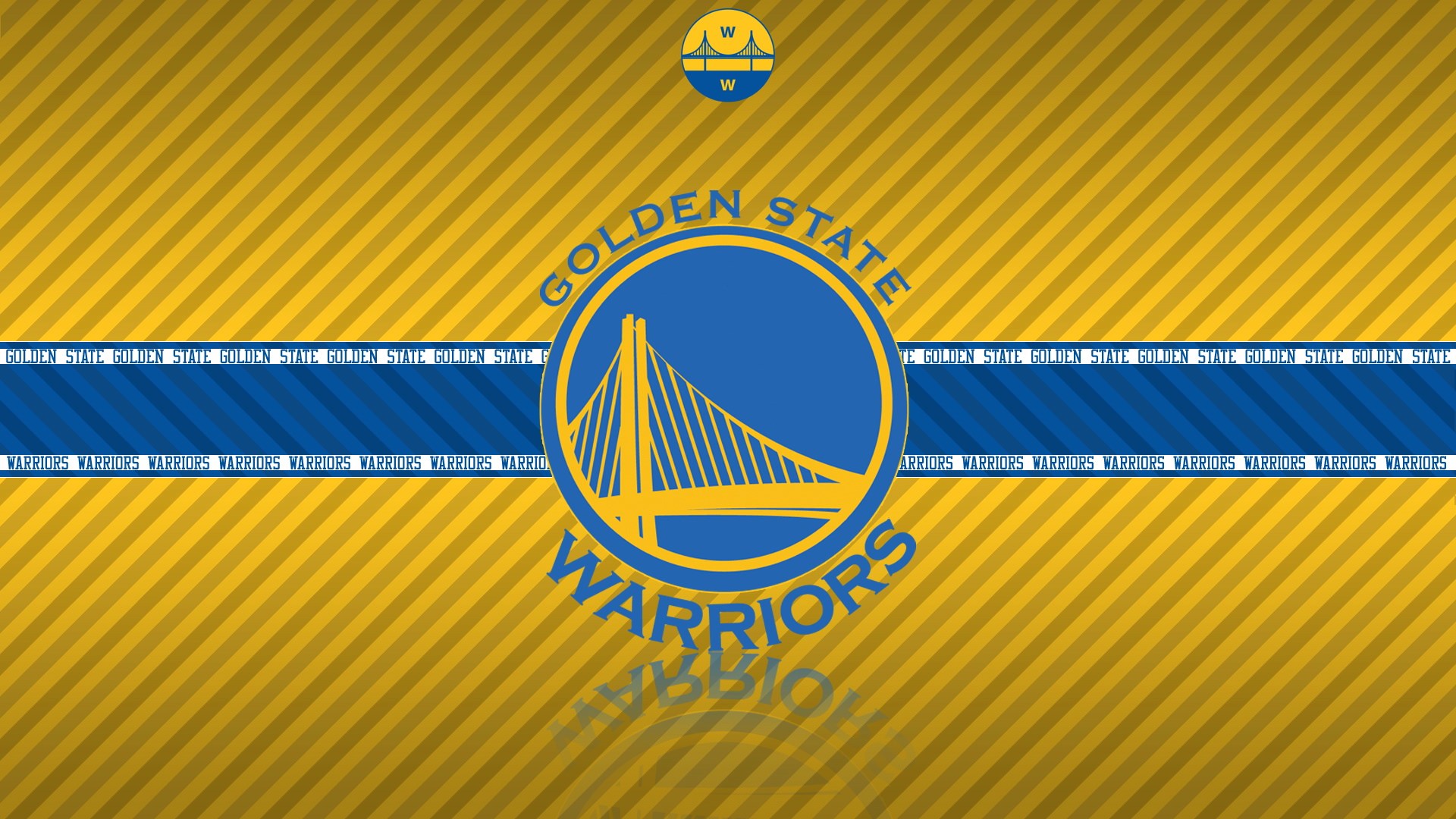 Golden State Warriors logo on yellow striped background HD Wallpaper