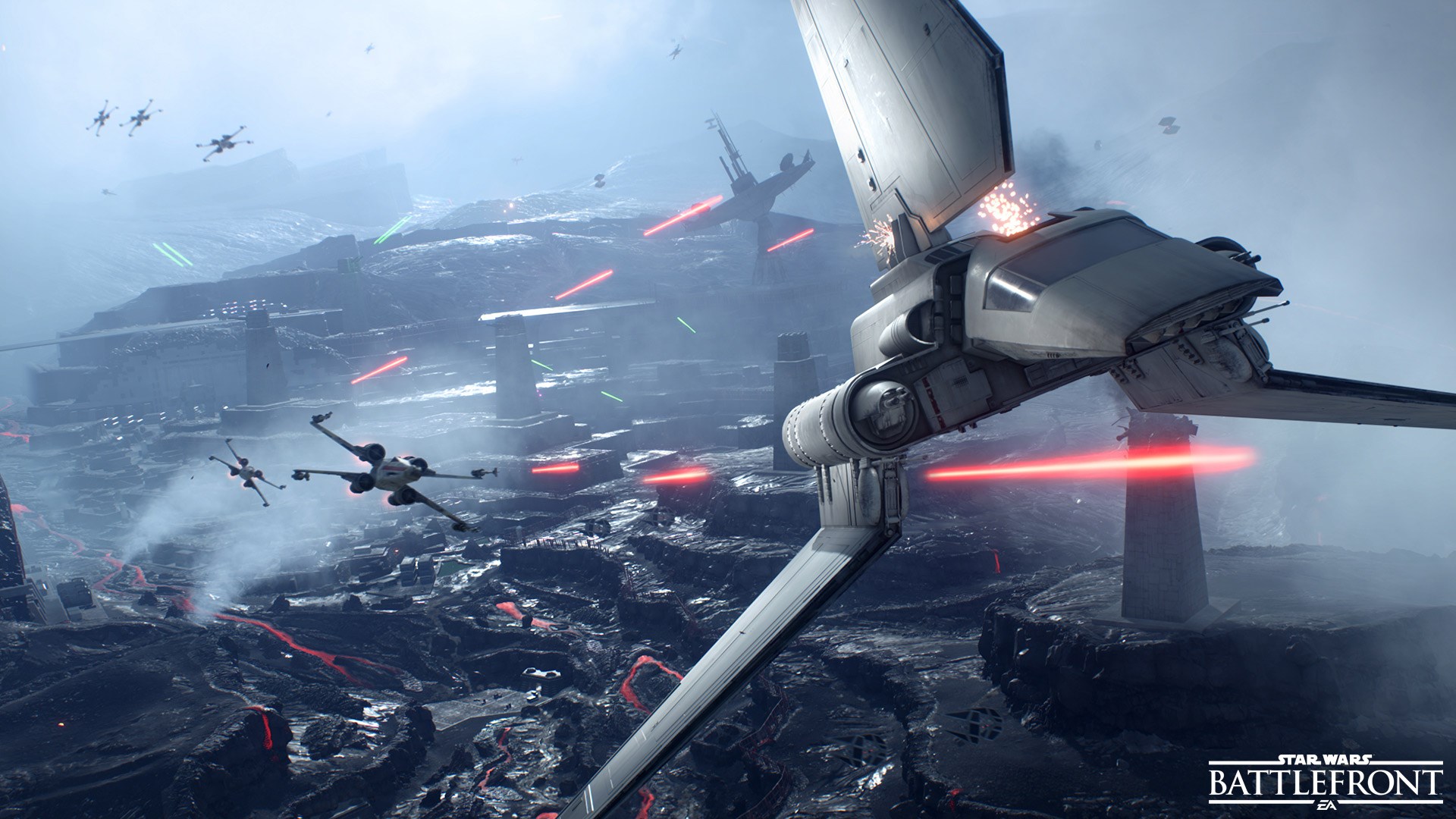 Star Wars Battlefront X-Wing and TIE Fighter battle HD Wallpaper