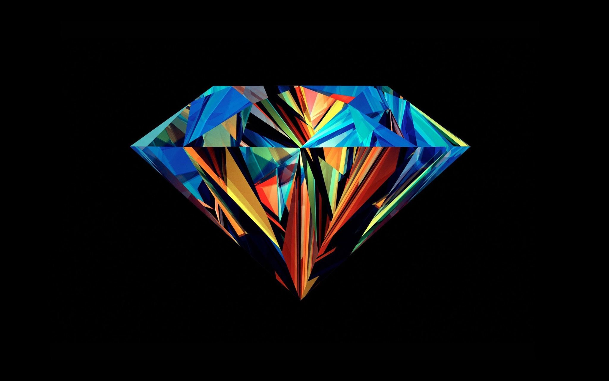 Abstract Diamond with Colorful Facets HD Wallpaper