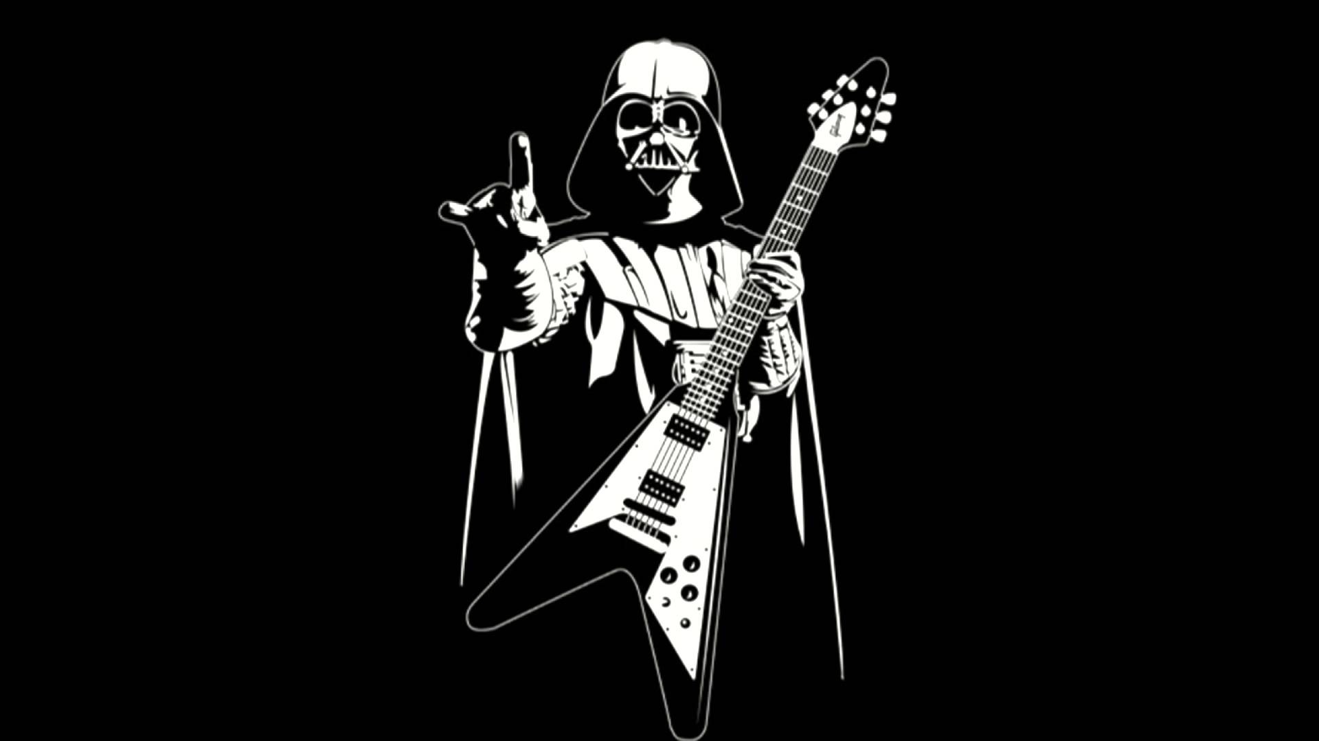 Darth Vader playing a V-shaped electric guitar HD Wallpaper