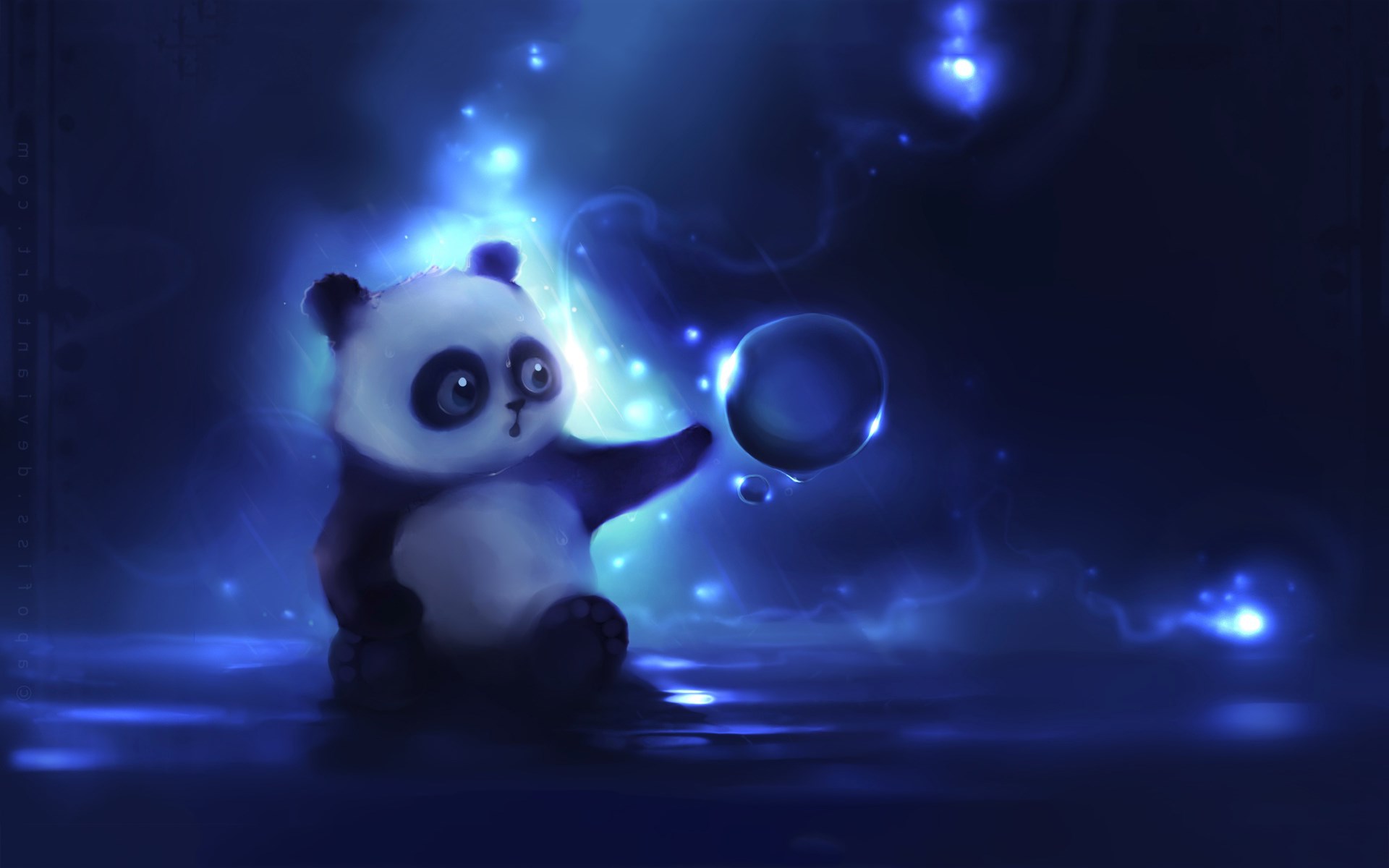 Cute Panda with Bubbles HD Wallpaper