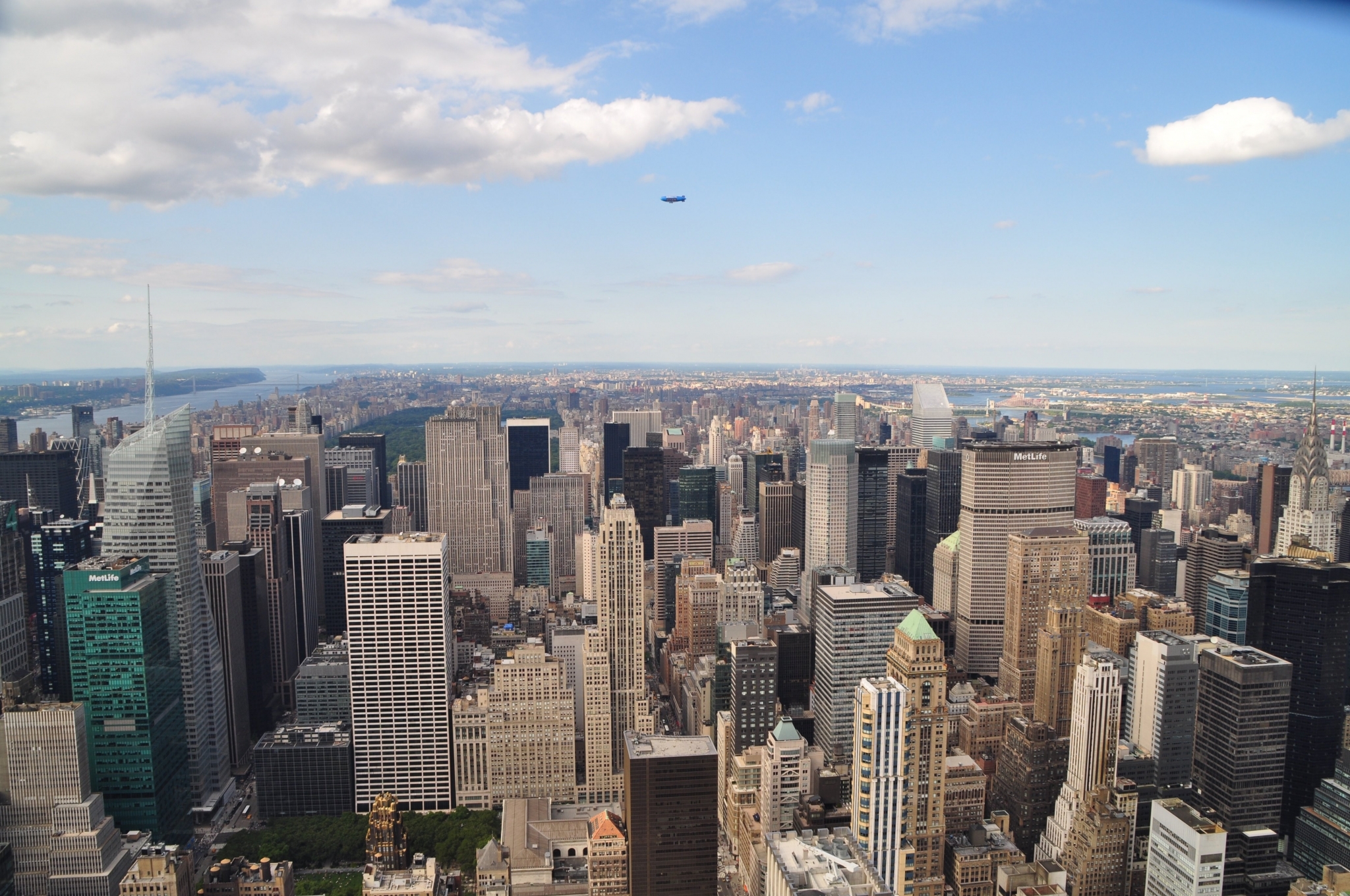 New York City Skyline with Airplane HD Wallpaper