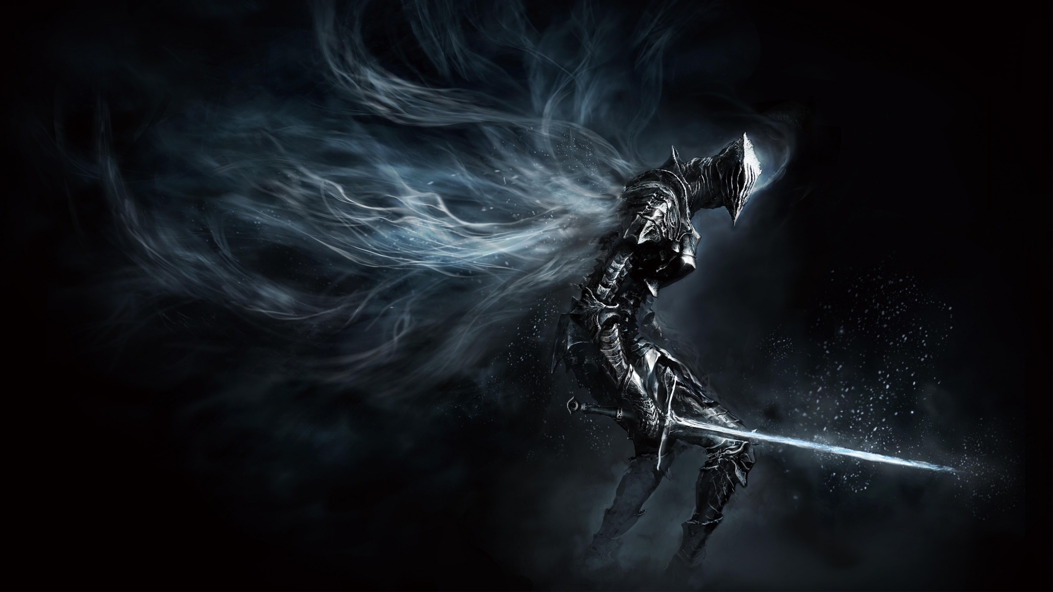 Dark Souls Knight with Sword and Smoke HD Wallpaper