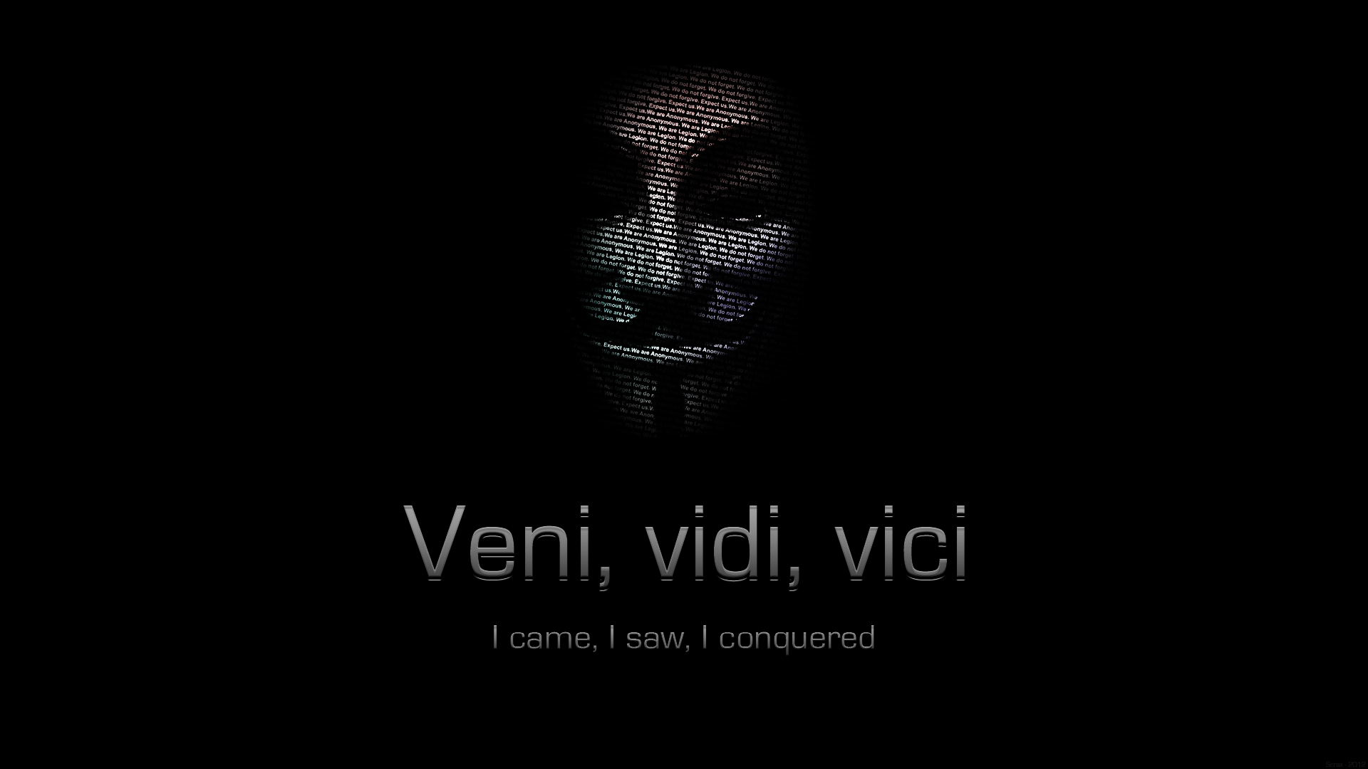 Anonymous mask with Veni, vidi, vici quote HD Wallpaper