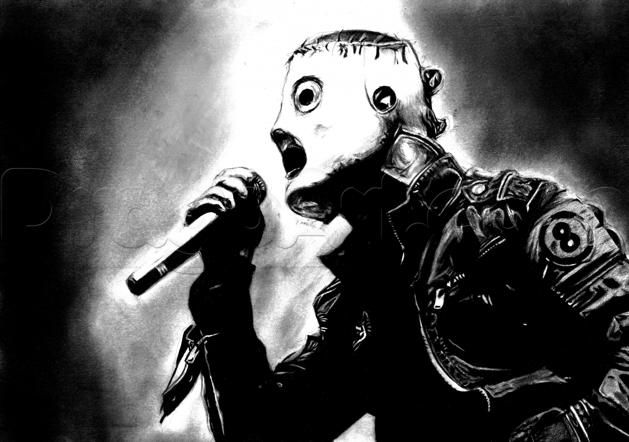 Corey Taylor of Slipknot performing with microphone HD Wallpaper