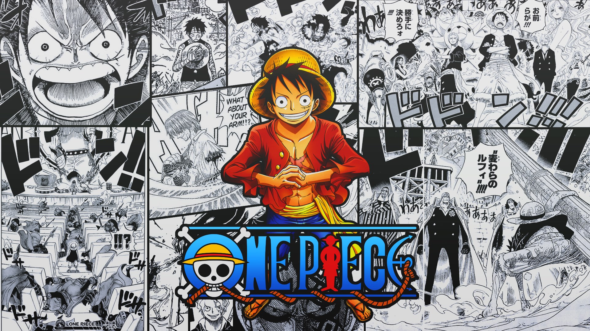 Monkey D. Luffy from One Piece collage HD Wallpaper