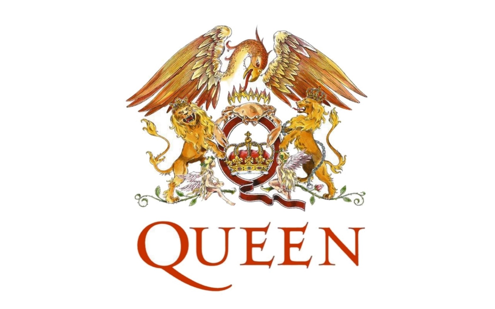 Queen Band Logo with Heraldic Emblem HD Wallpaper