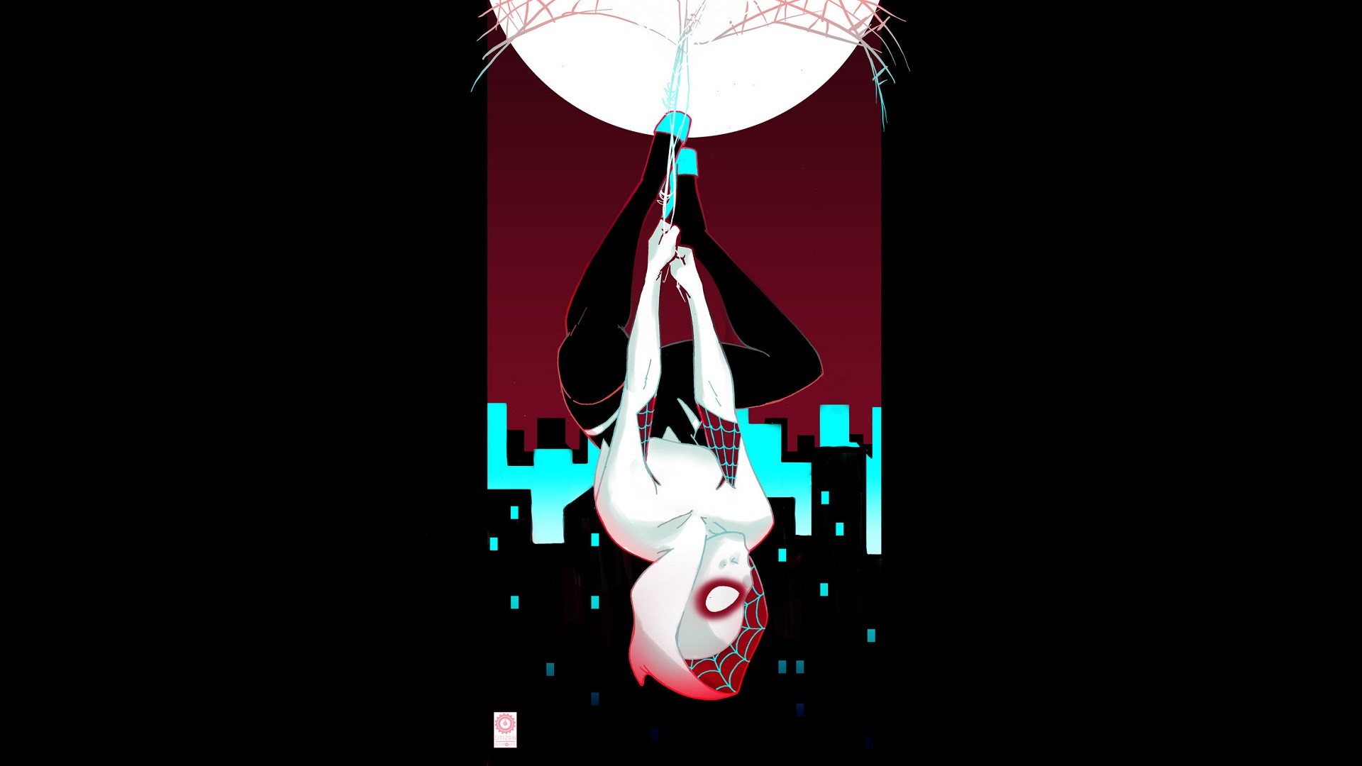 Spider-Gwen hanging upside down HD Wallpaper