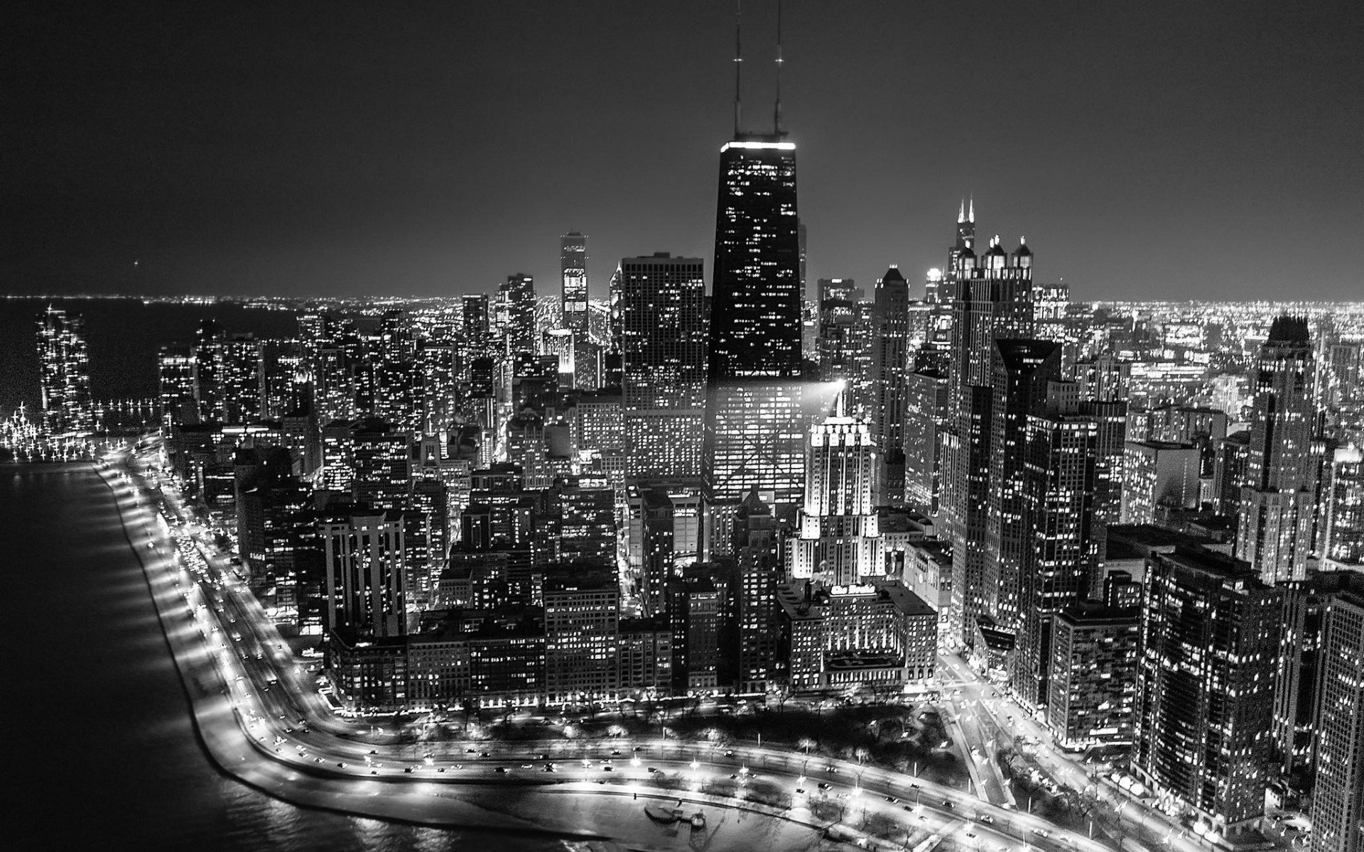 Chicago Skyline at Night HD Wallpaper